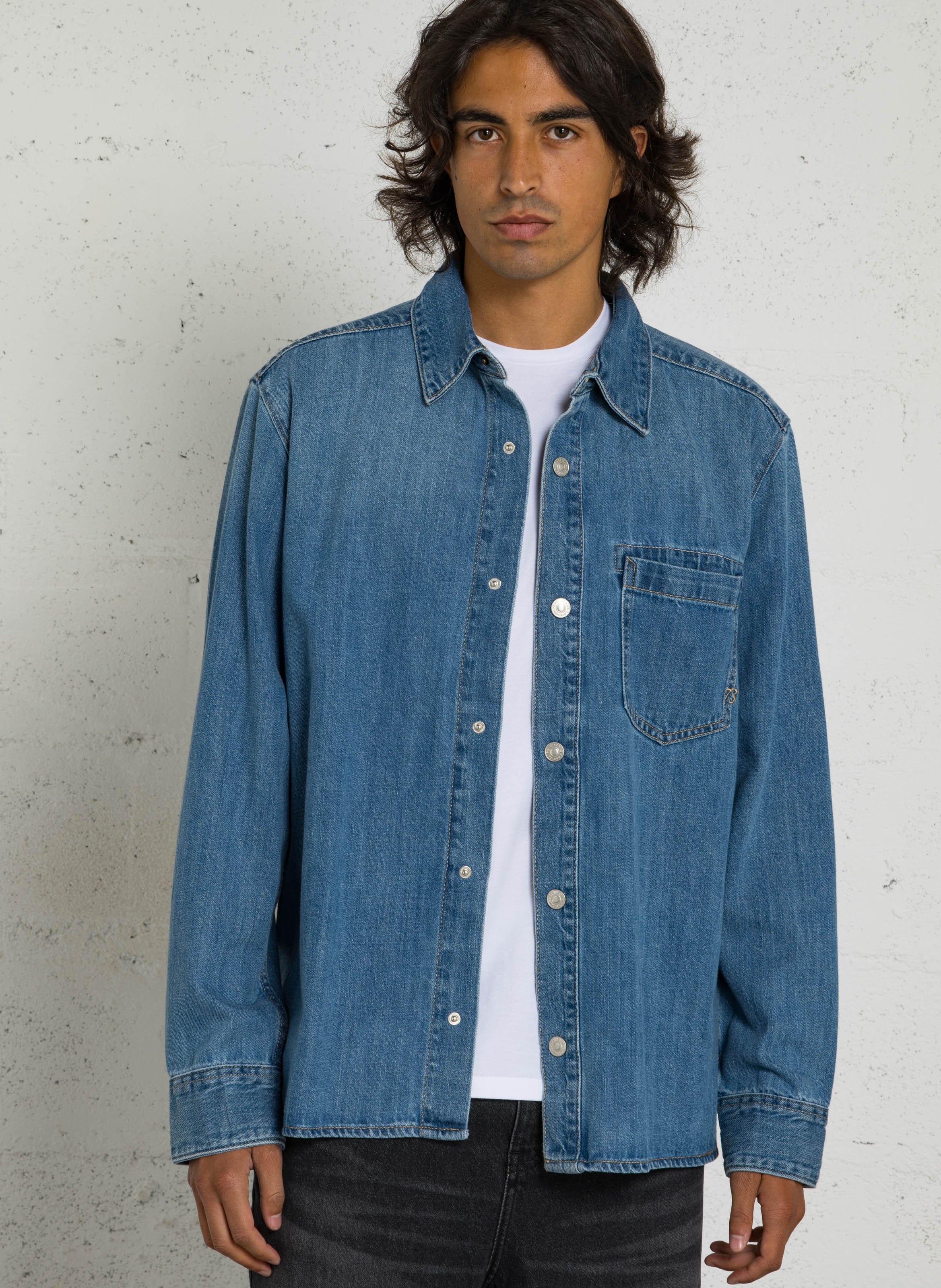 Recht, katoenen overshirt PEPE JEANS Blauw