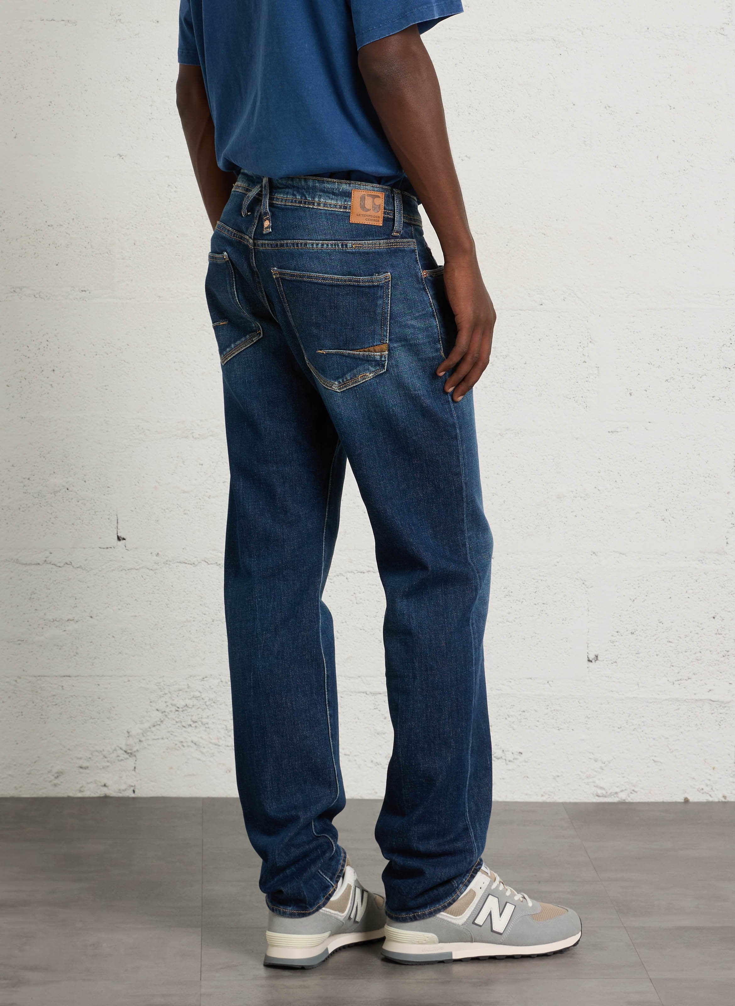 Jean droit en denim de coton mélangé LE TEMPS DES CERISES Bleu