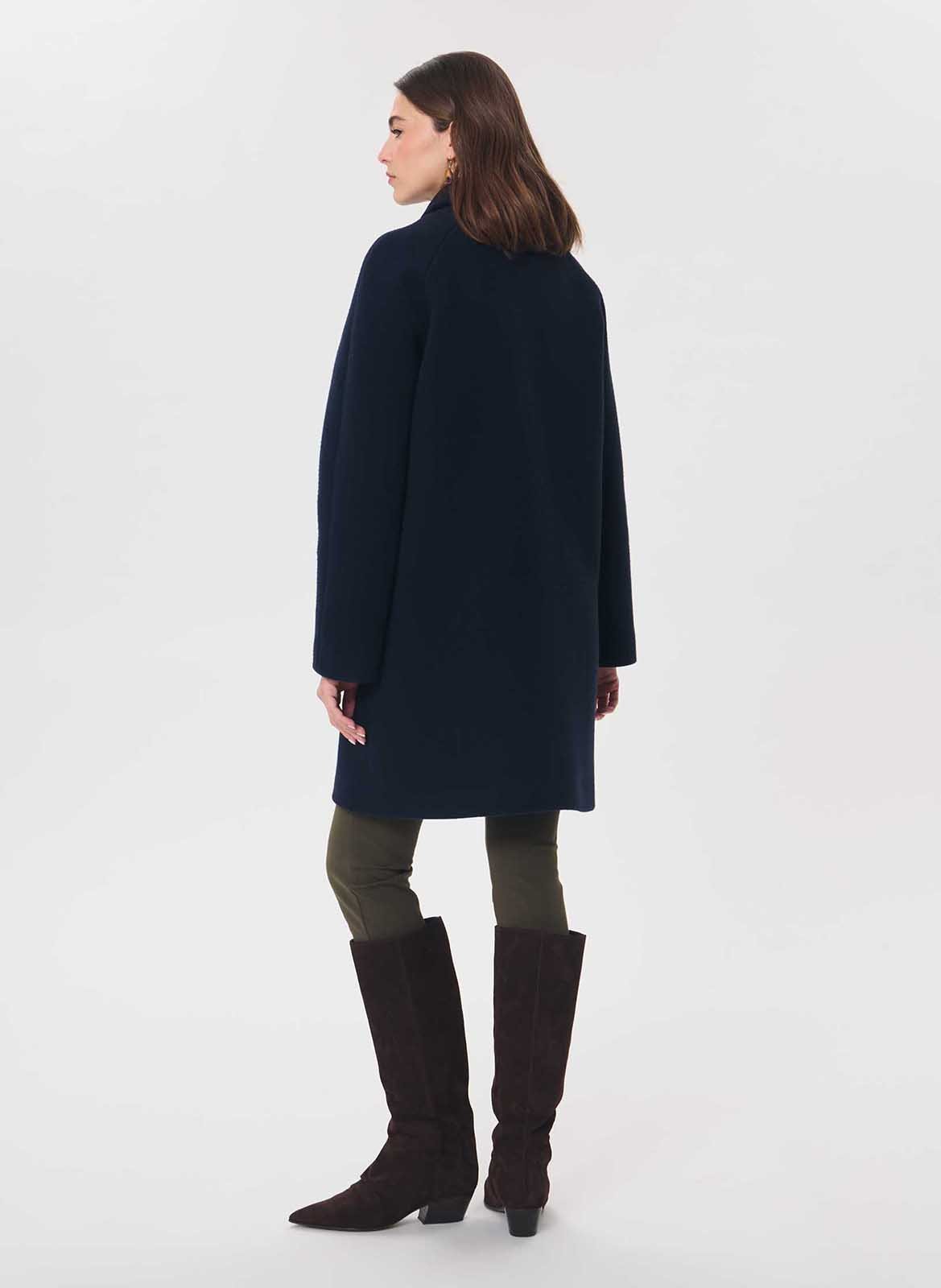 Manteau droit en laine mélangée | Bleu TARA JARMON Femme