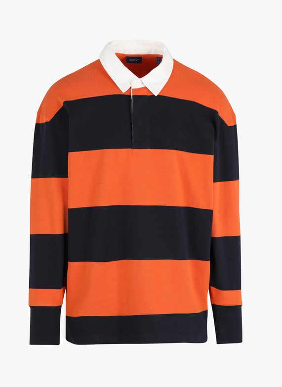 Polo manches longues à rayures en coton Orange Gant Homme