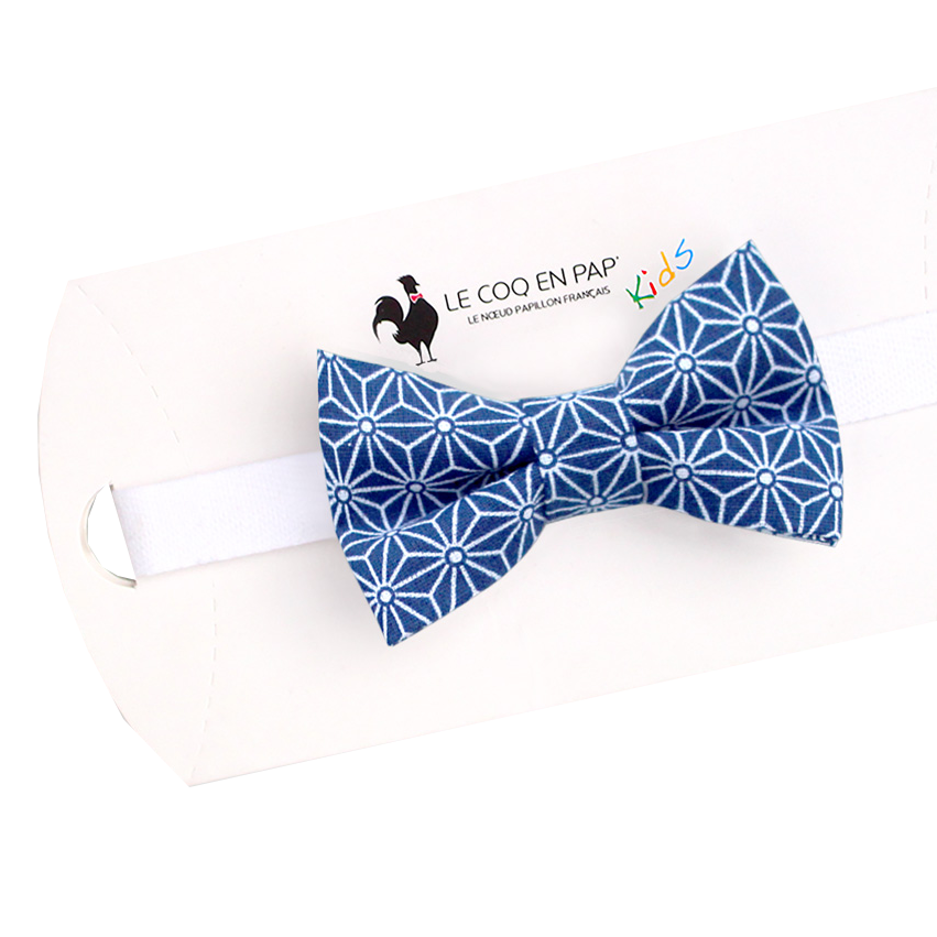 Noeud papillon en coton imprimé LE COQ EN PAP' Bleu