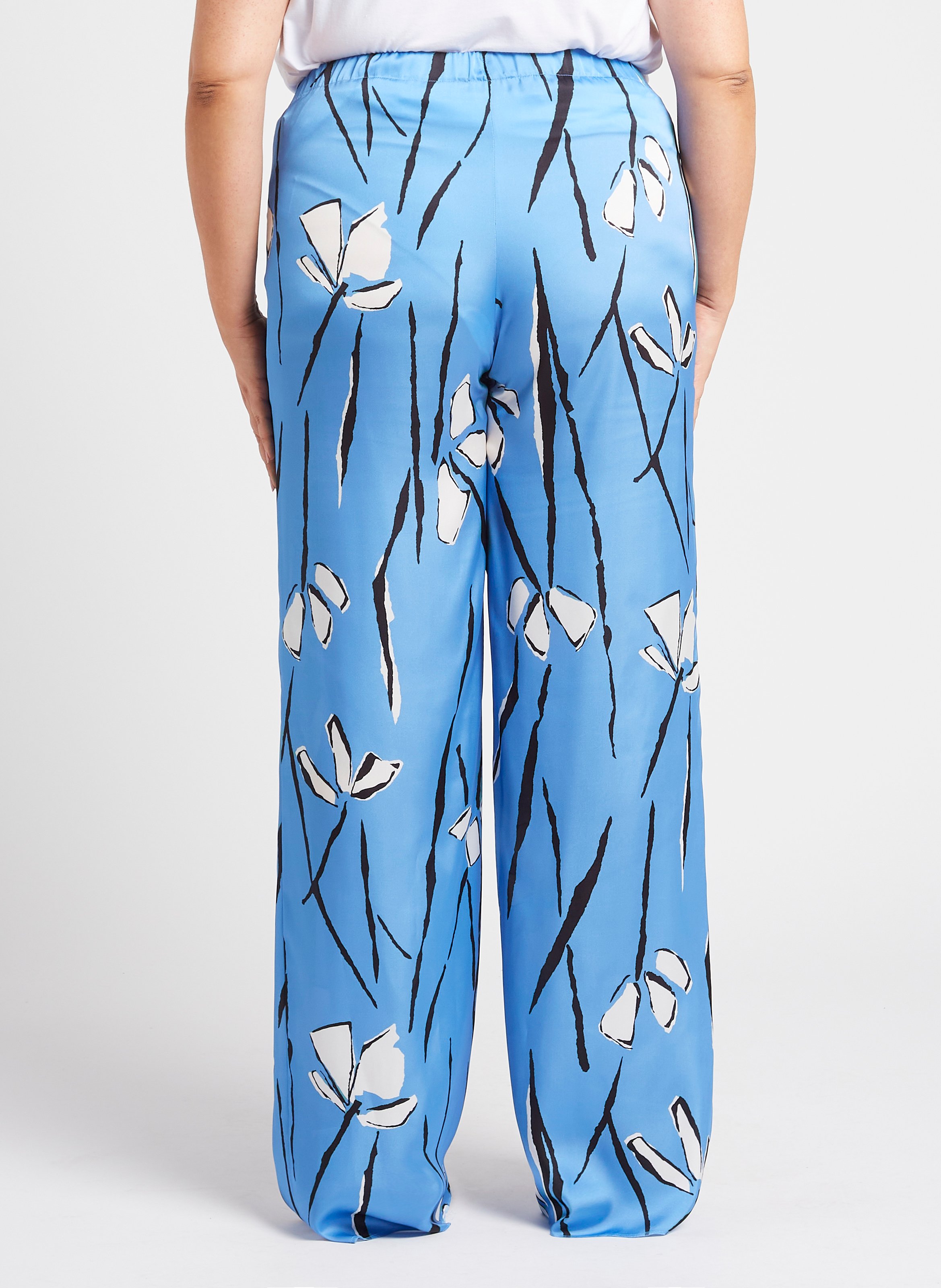 Pantalon large à imprimé satiné PERSONA by Marina Rinaldi Bleu