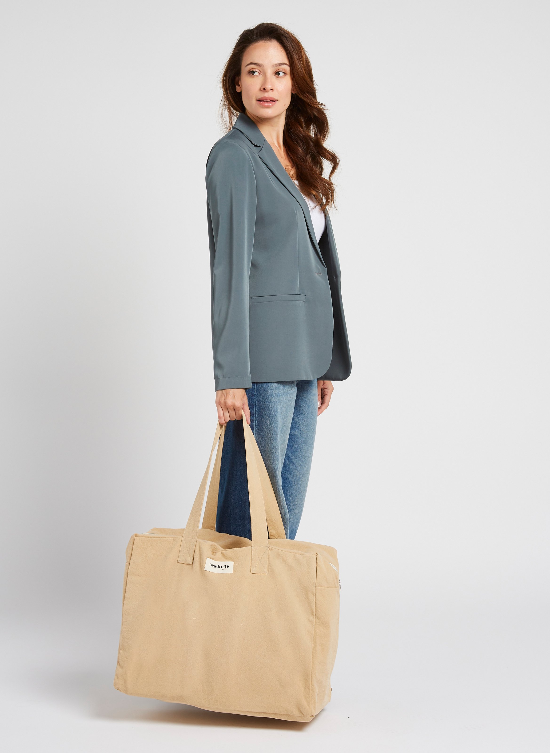 Recycled cotton travel bag RIVEDROITE PARIS Beige