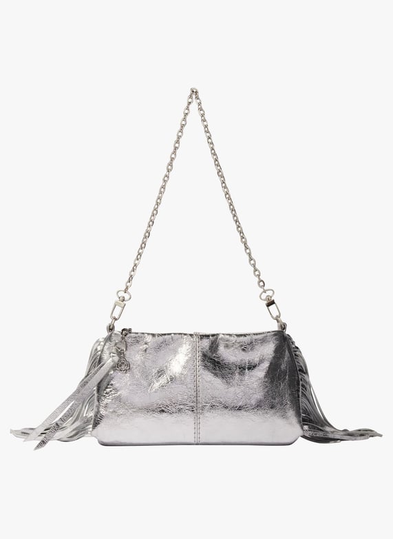 Metallic Leather Clutch Bag Argent Maje Women MFAPM00221 500 ARGENT Place des Tendances Europe