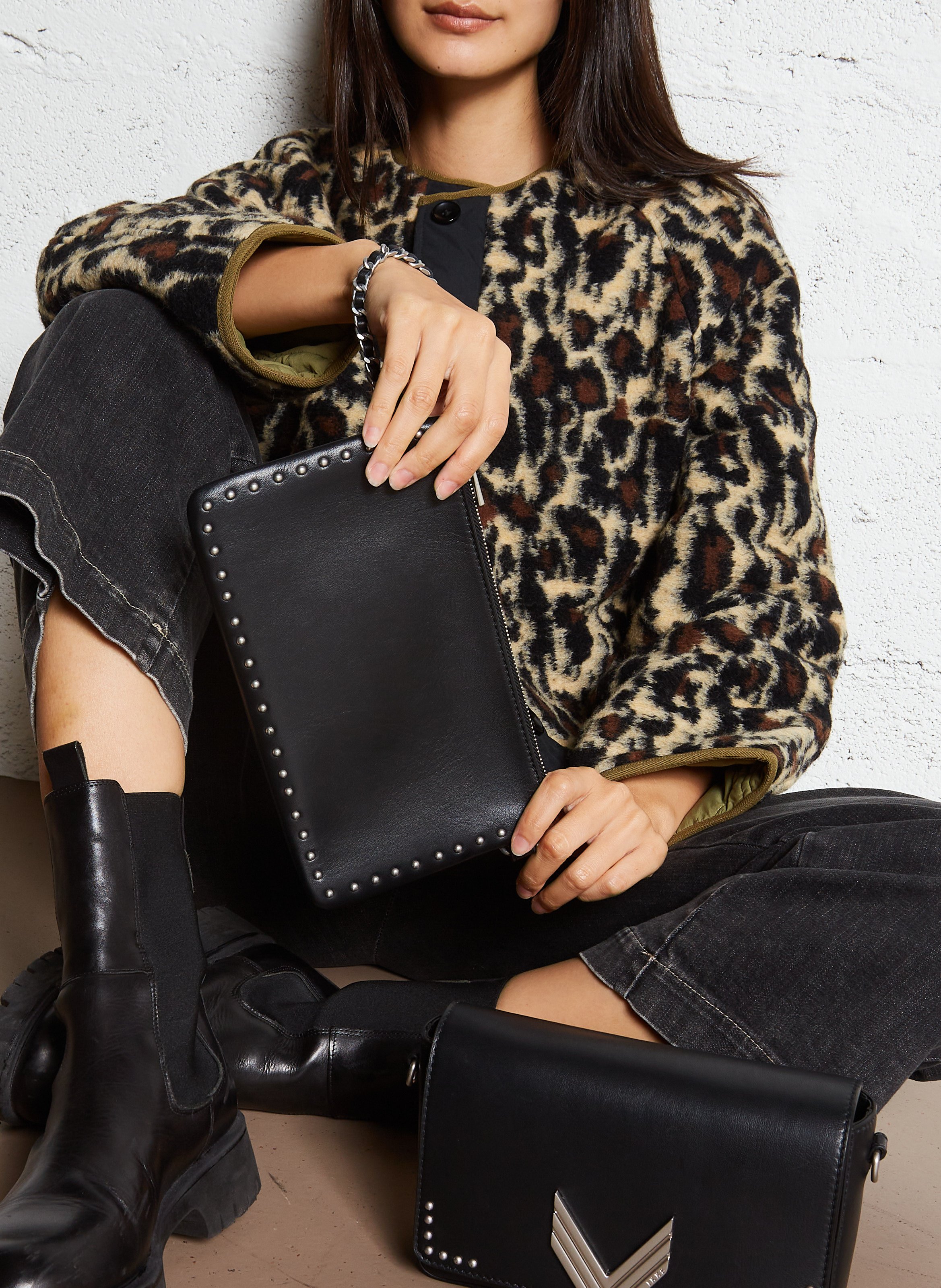 Dori leather shoulder bag IKKS Black