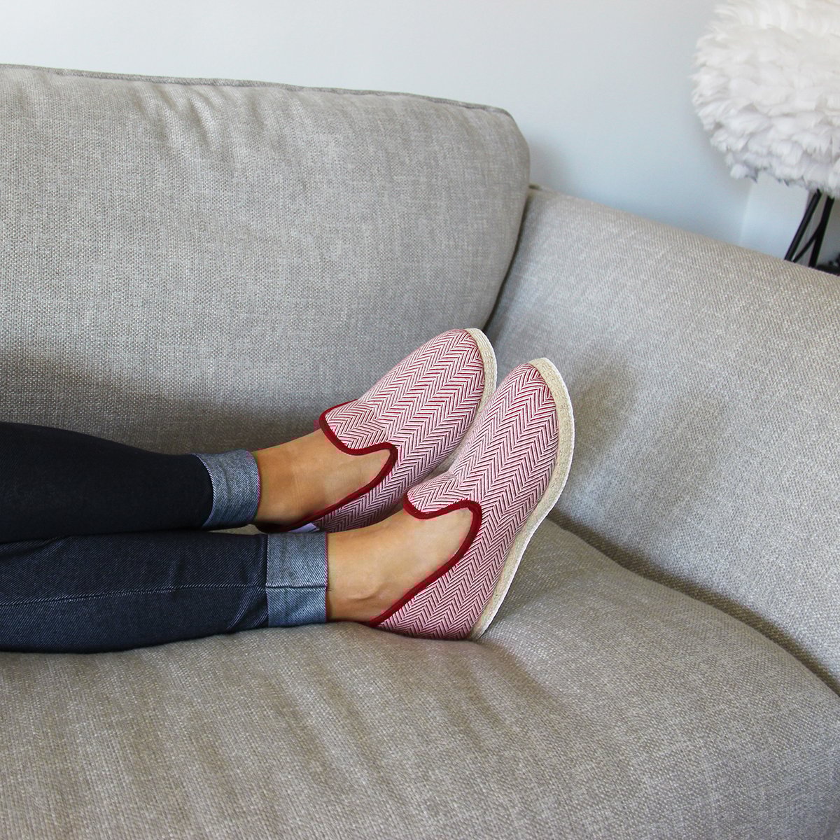 Fabric Charentaise slippers JULES & JENN White