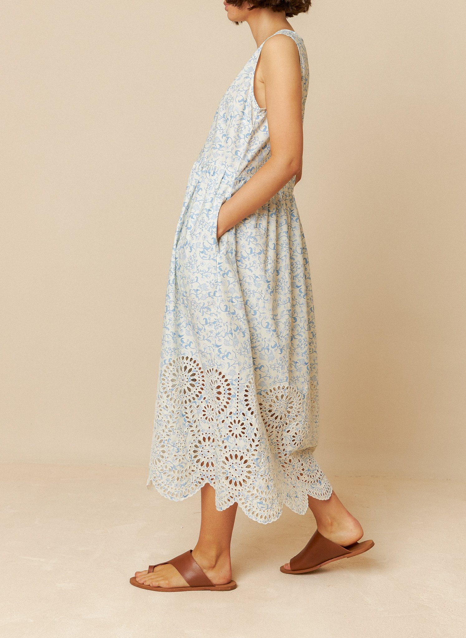 Embroidered long dress INDI & COLD Blue