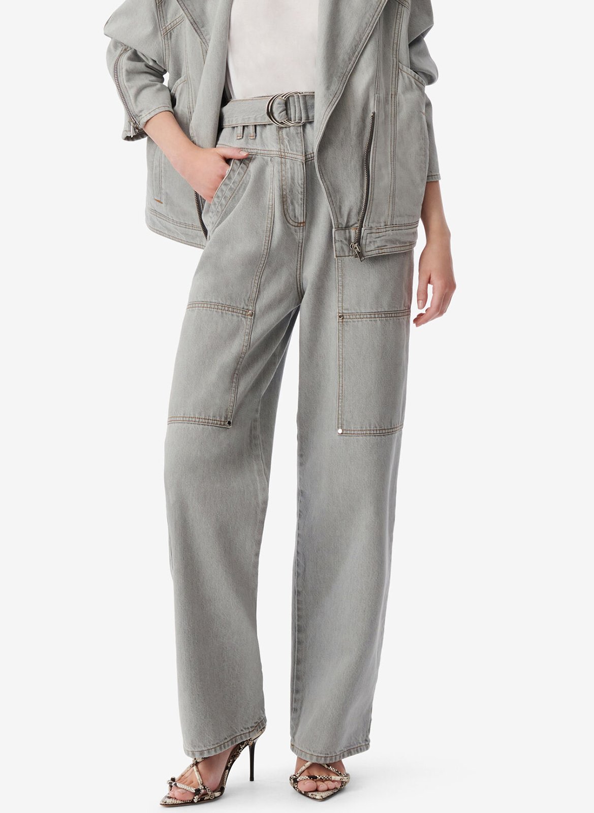 Cotton straight jeans IRO Grey