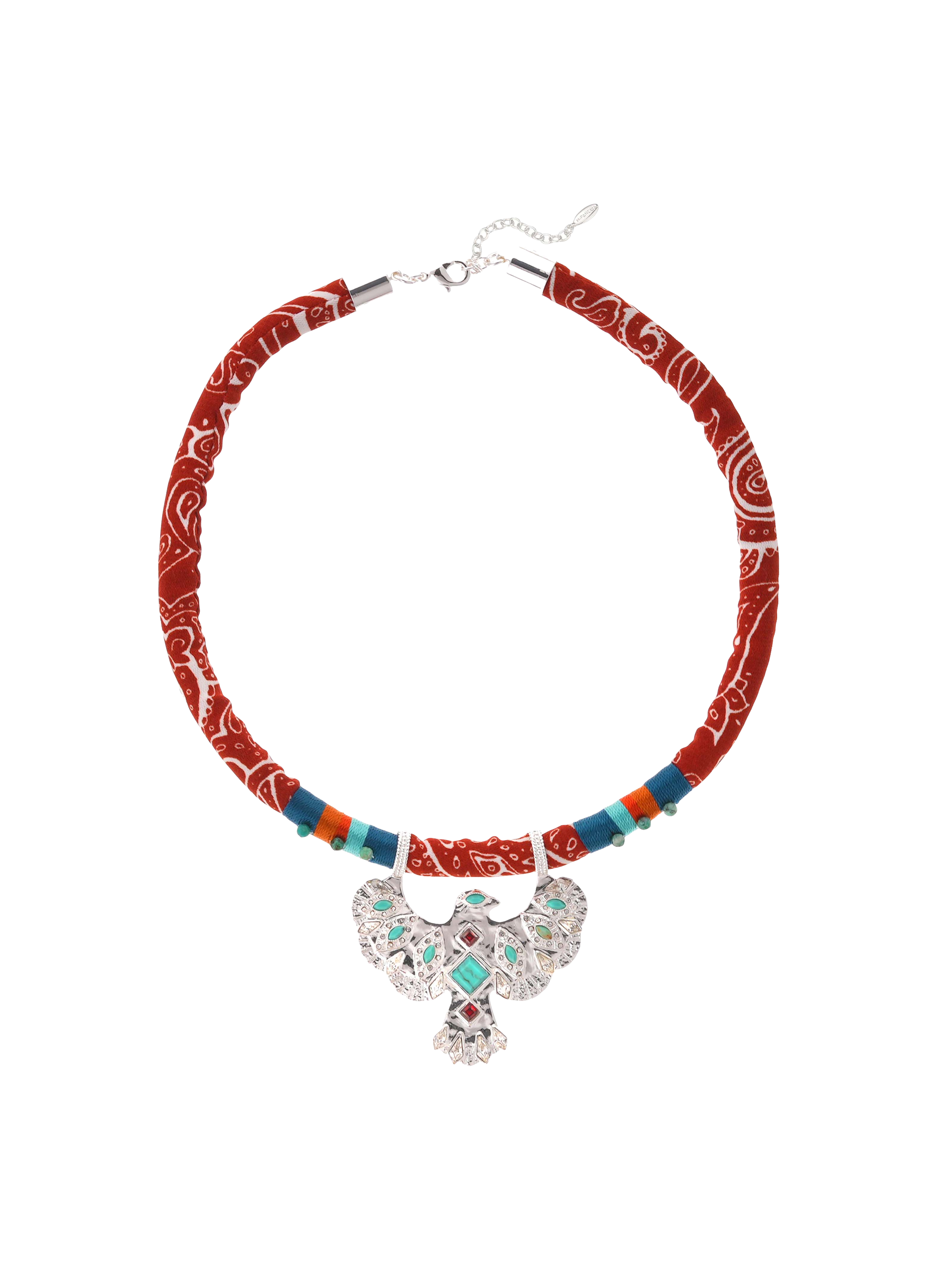 Choker necklace in fabric with central pendant HIPANEMA Silver