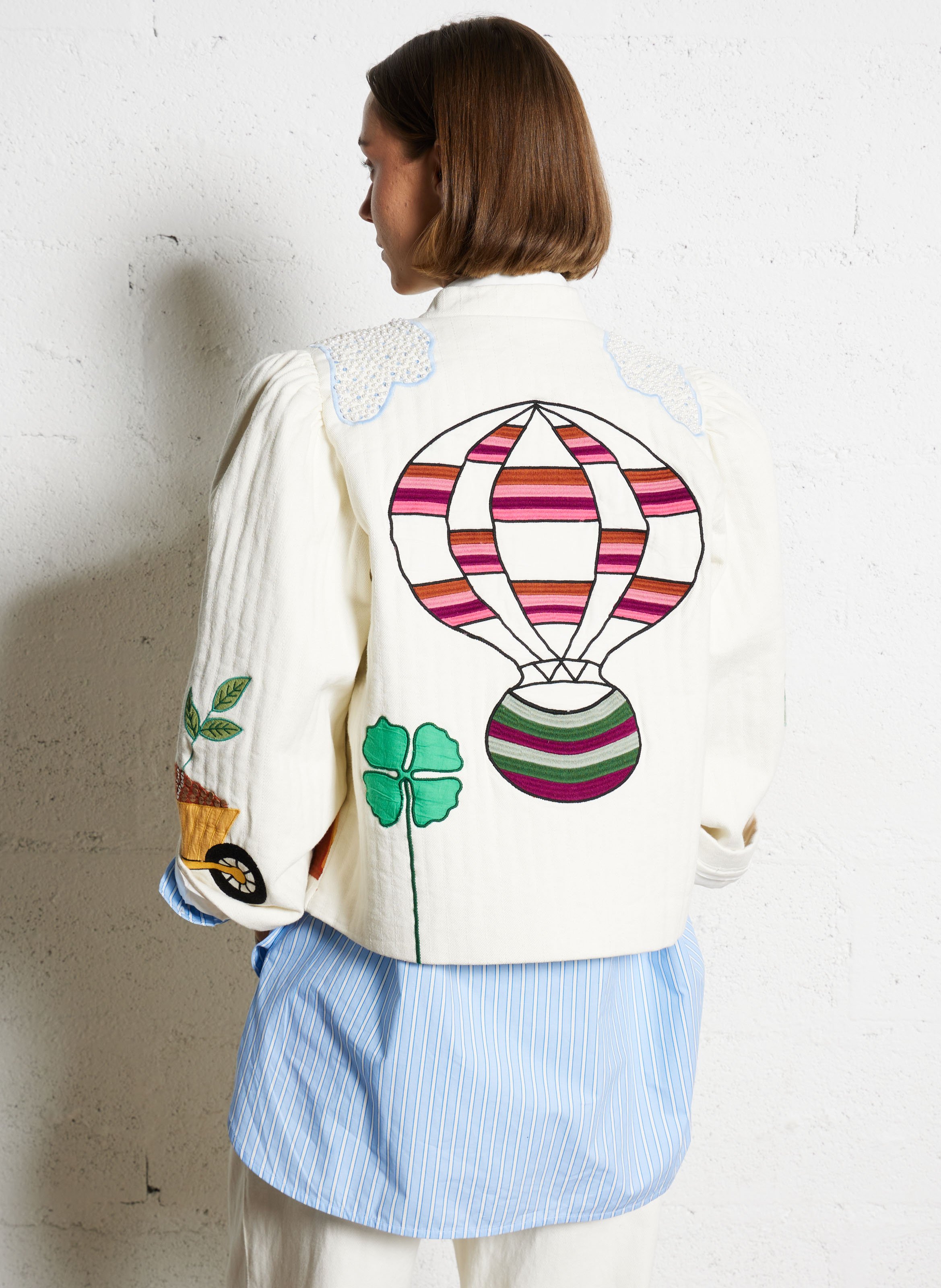 Baumwolljacke mit Rundhalsausschnitt STELLA NOVA Beige