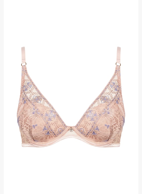 A Fleur De Toi scarf-style plunge bra | Beige by AUBADE A Fleur De Toi scarf-style plunge bra Beige