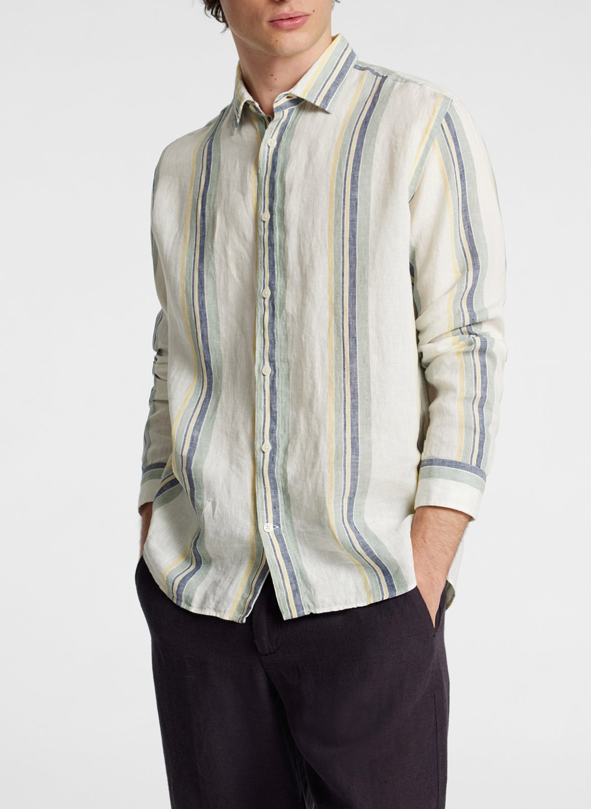 Straight striped linen shirt SELECTED