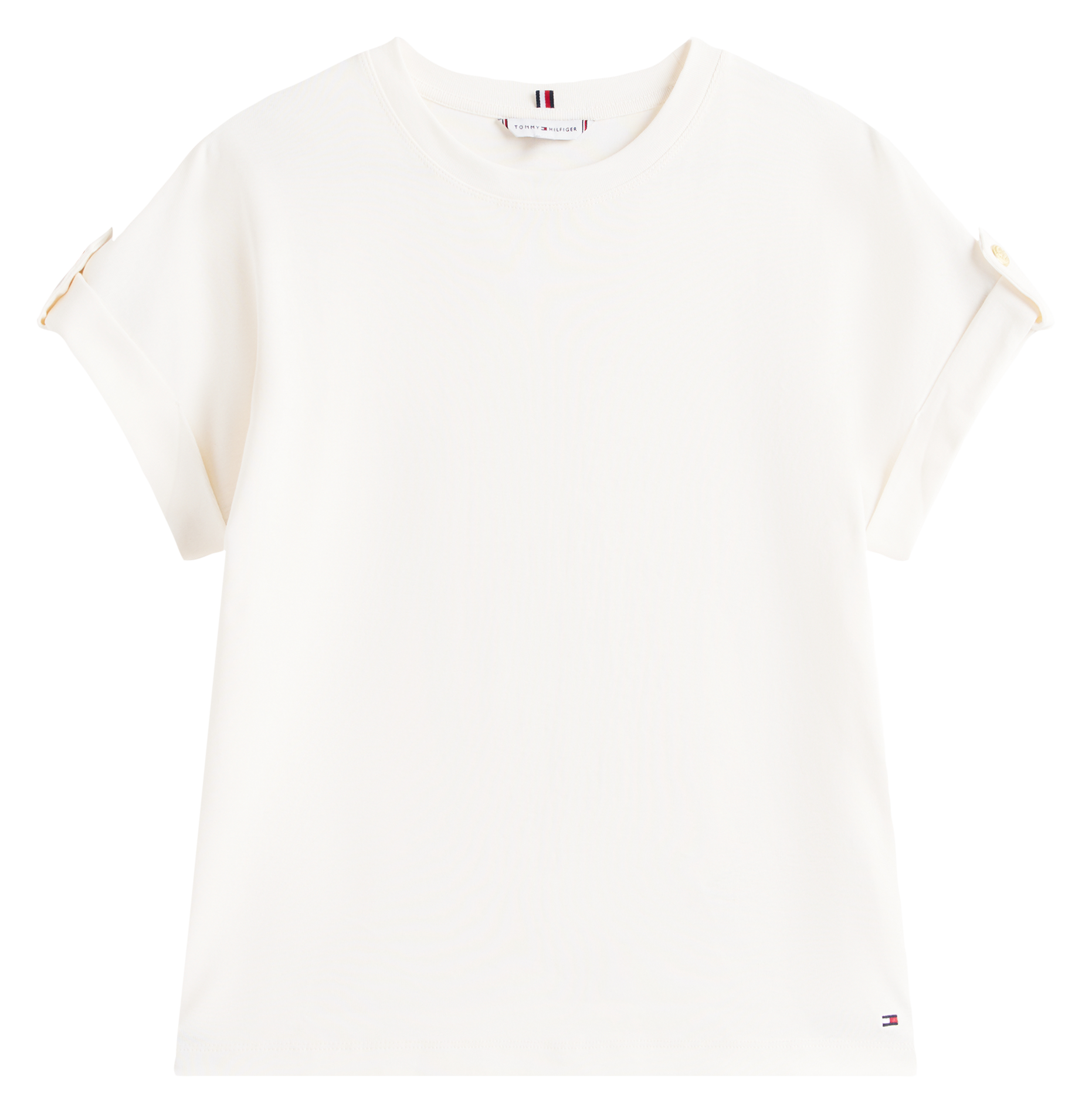 Gestreept, katoenen T-shirt met ronde hals TOMMY HILFIGER Wit