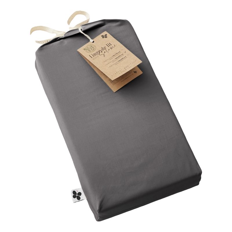 "Fitted sheet "Salomé" bamboo viscose 120 threads/cm² all sizes" L'EFFET PAPILLON Grey