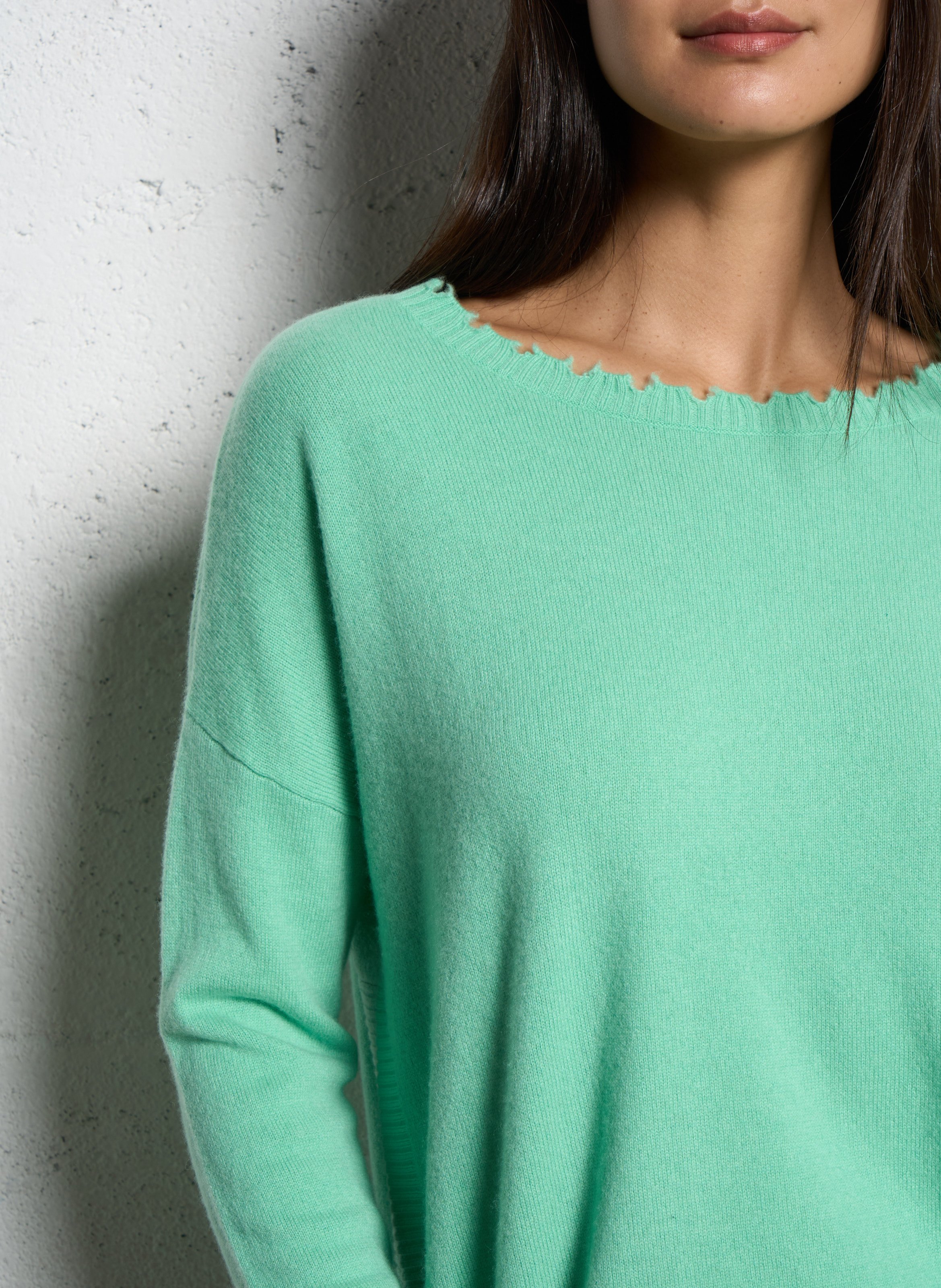 Pull oversize en cachemire maillé KUJTEN Vert