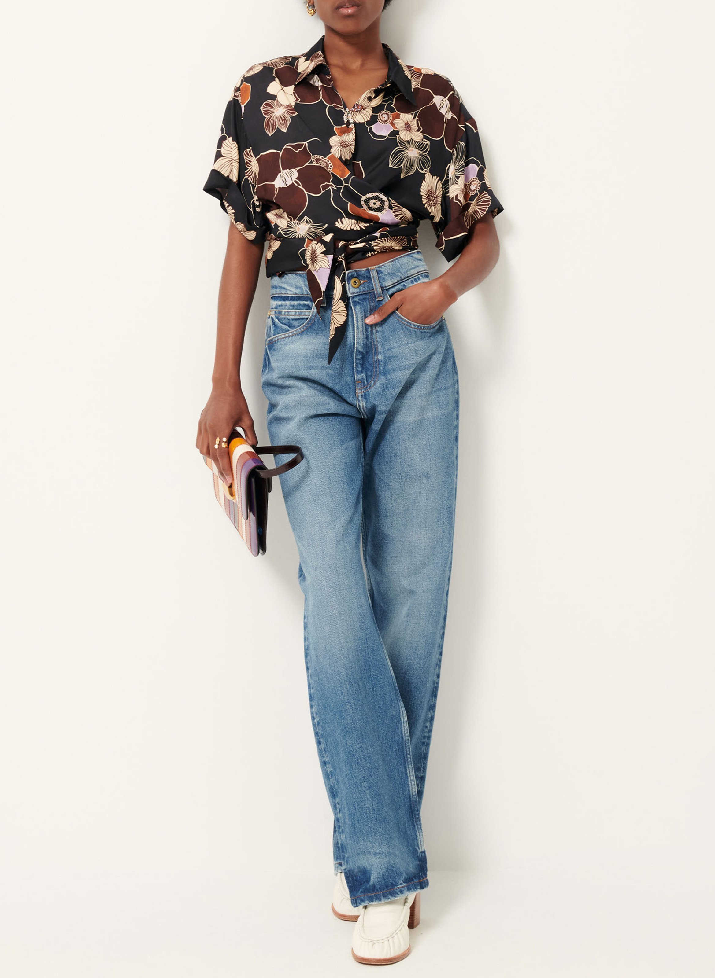 Short-sleeved printed organic cotton shirt SESSUN Multicolored