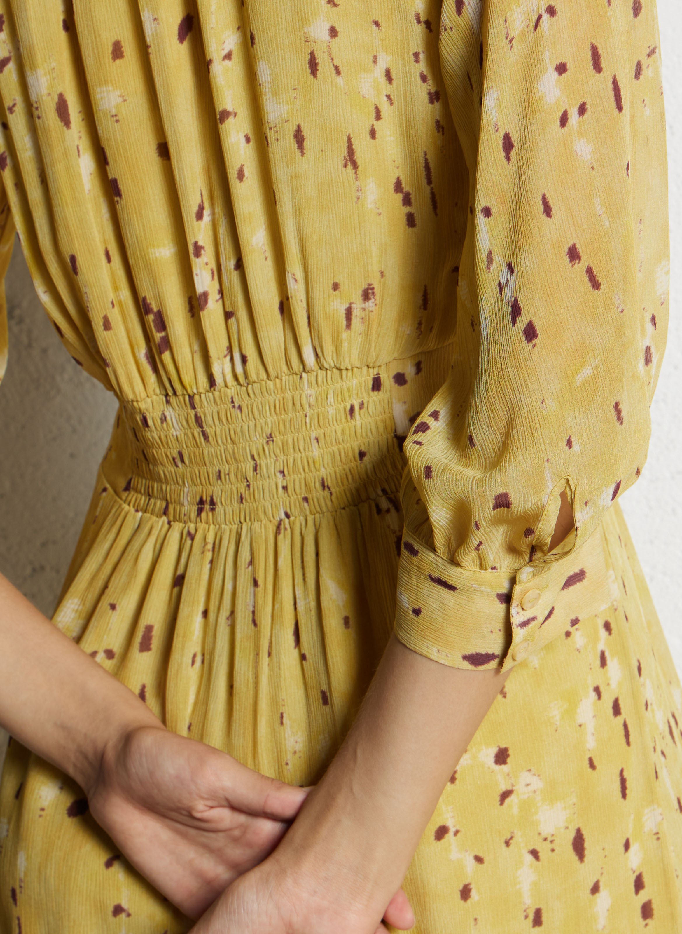 Robe midi col tunisien imprimée BA&SH Jaune