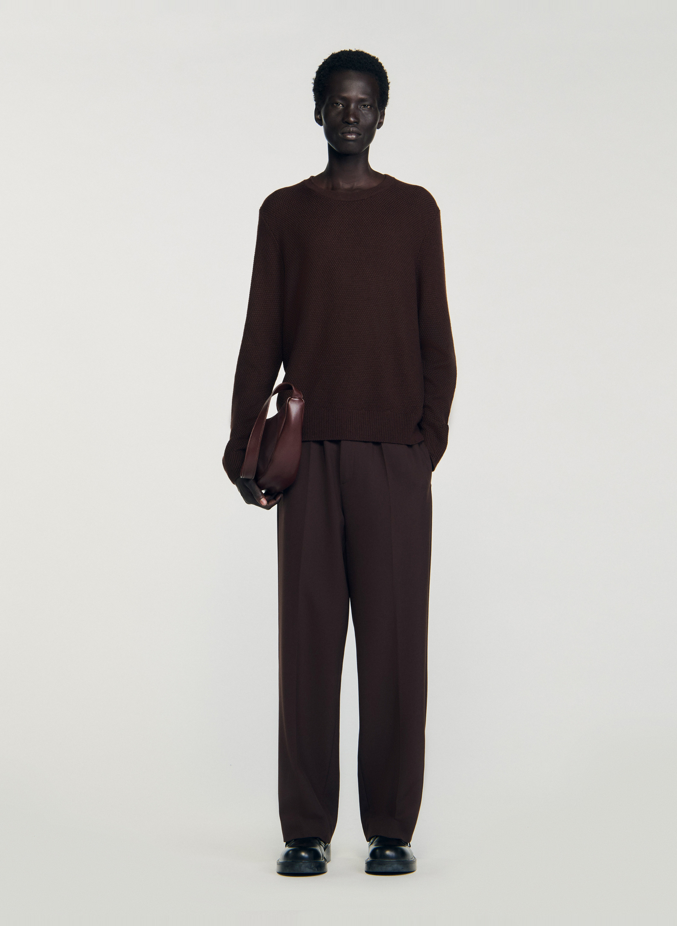 Gebreide trui met textuur SANDRO Bruin