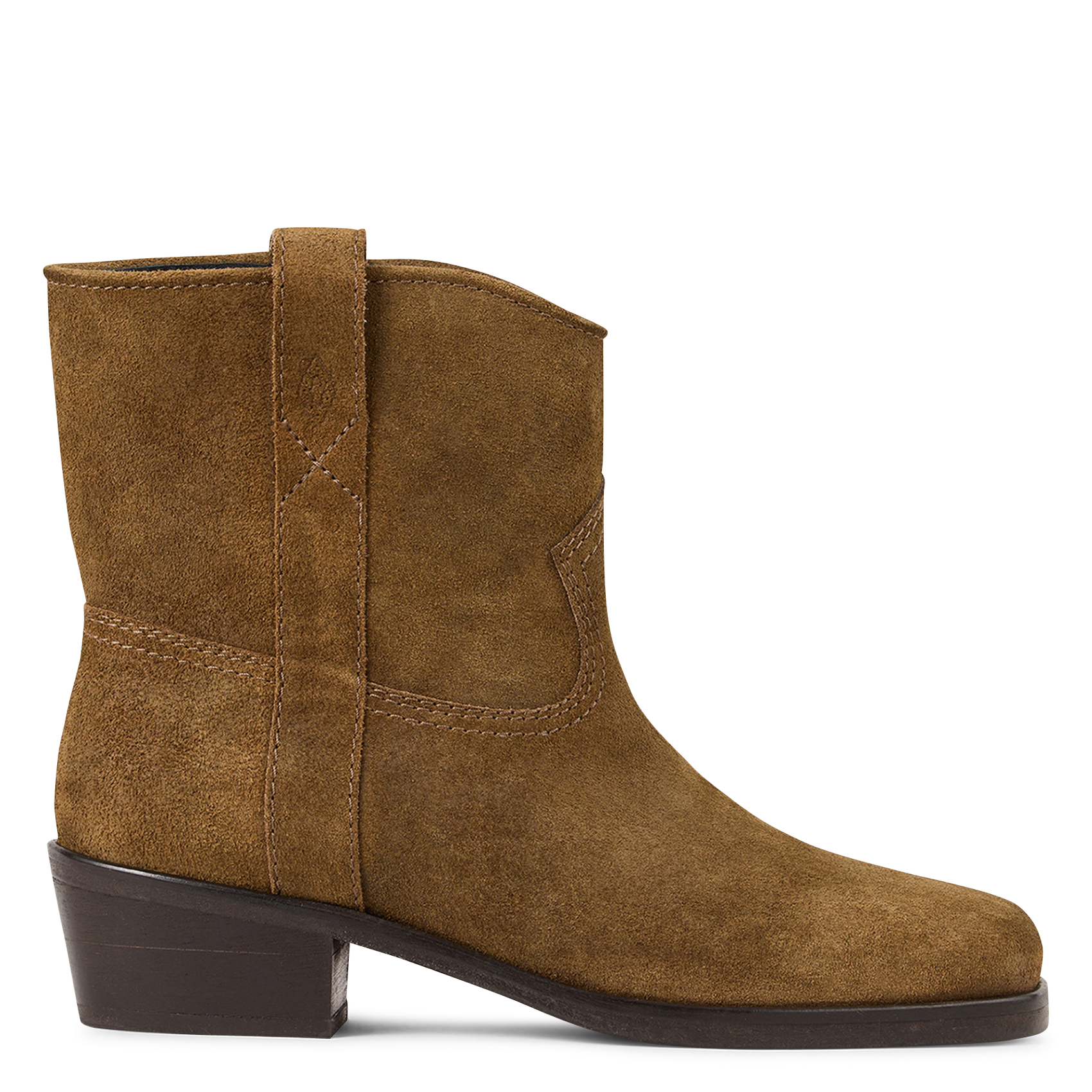 Bottines western en cuir suédé BA&SH Marron