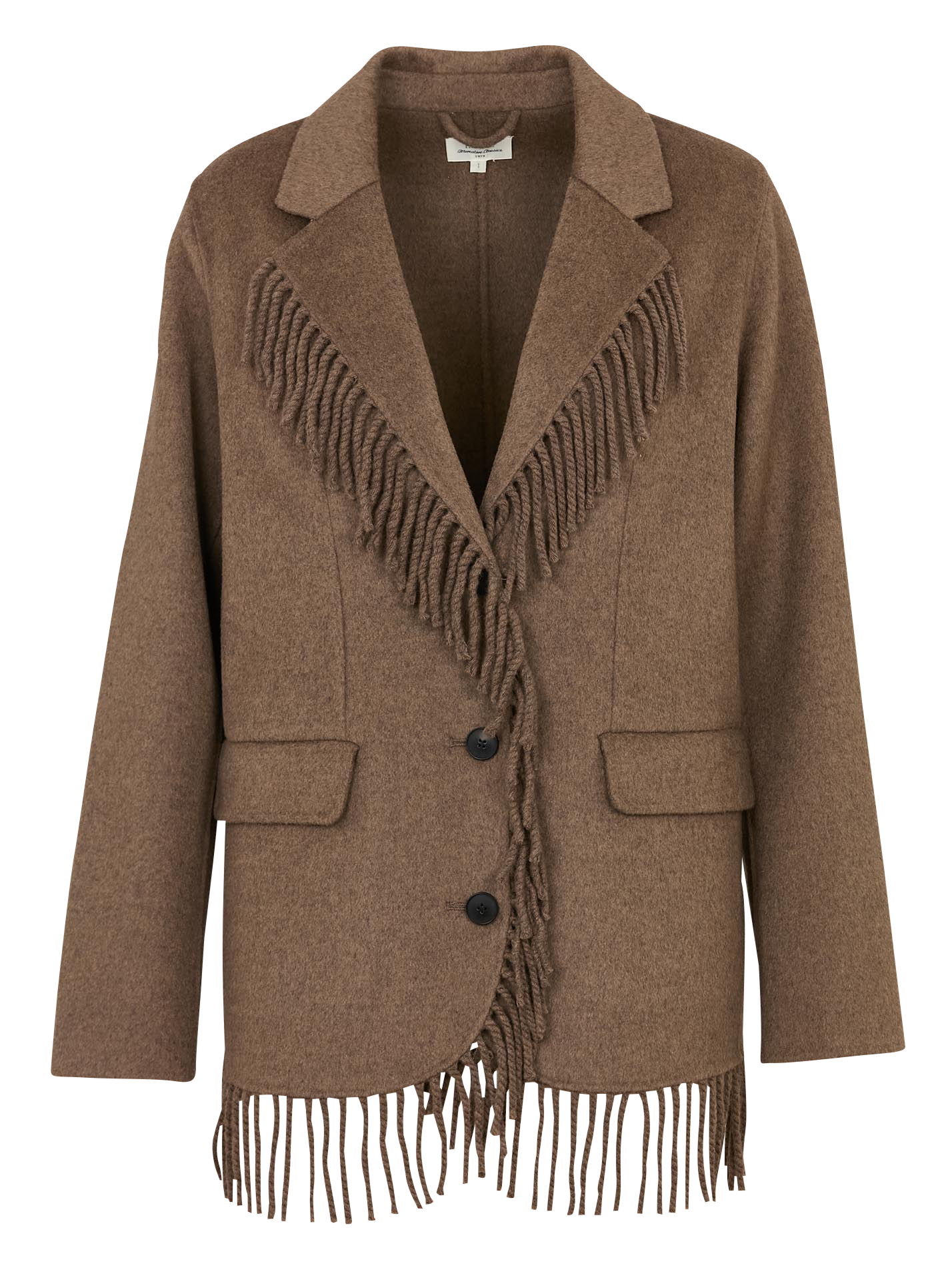 Manteau tailleur à franges en laine mélangée HARTFORD Marron