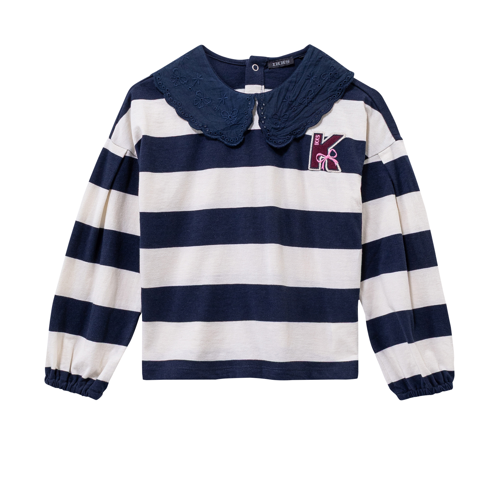 Gestreiftes T-Shirt mit fantasievollem Hemdkragen IKKS JUNIOR Blau