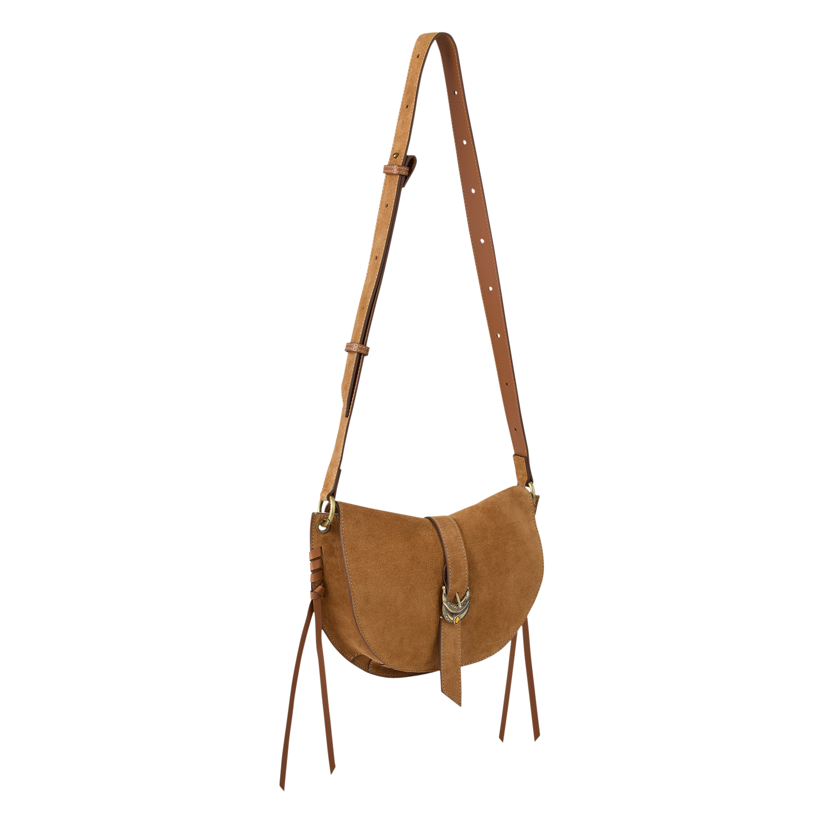 Sac bandoulière demi-lune en cuir BA&SH Marron