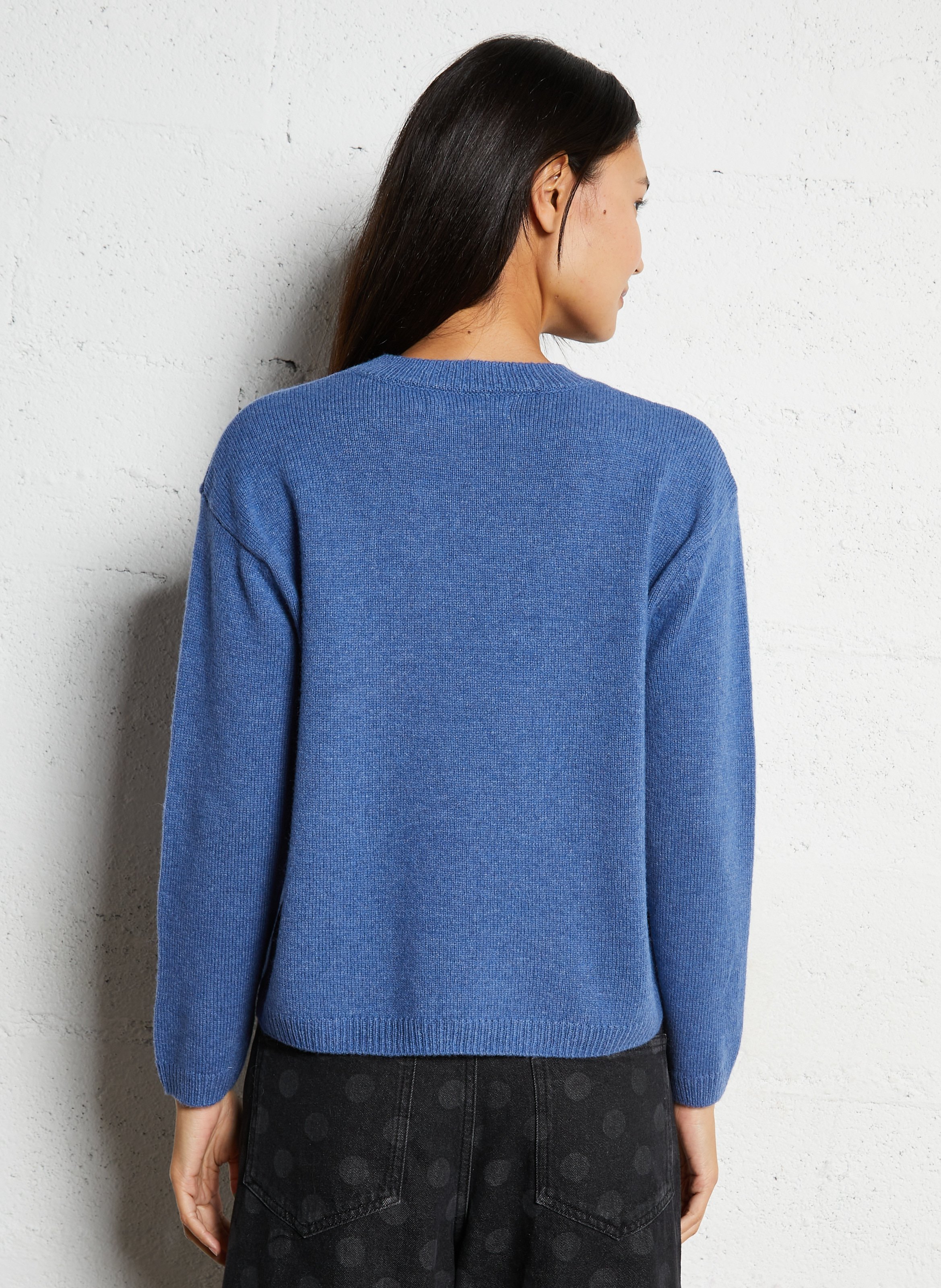 Pull ample col rond en laine mélangée NICE THINGS Bleu