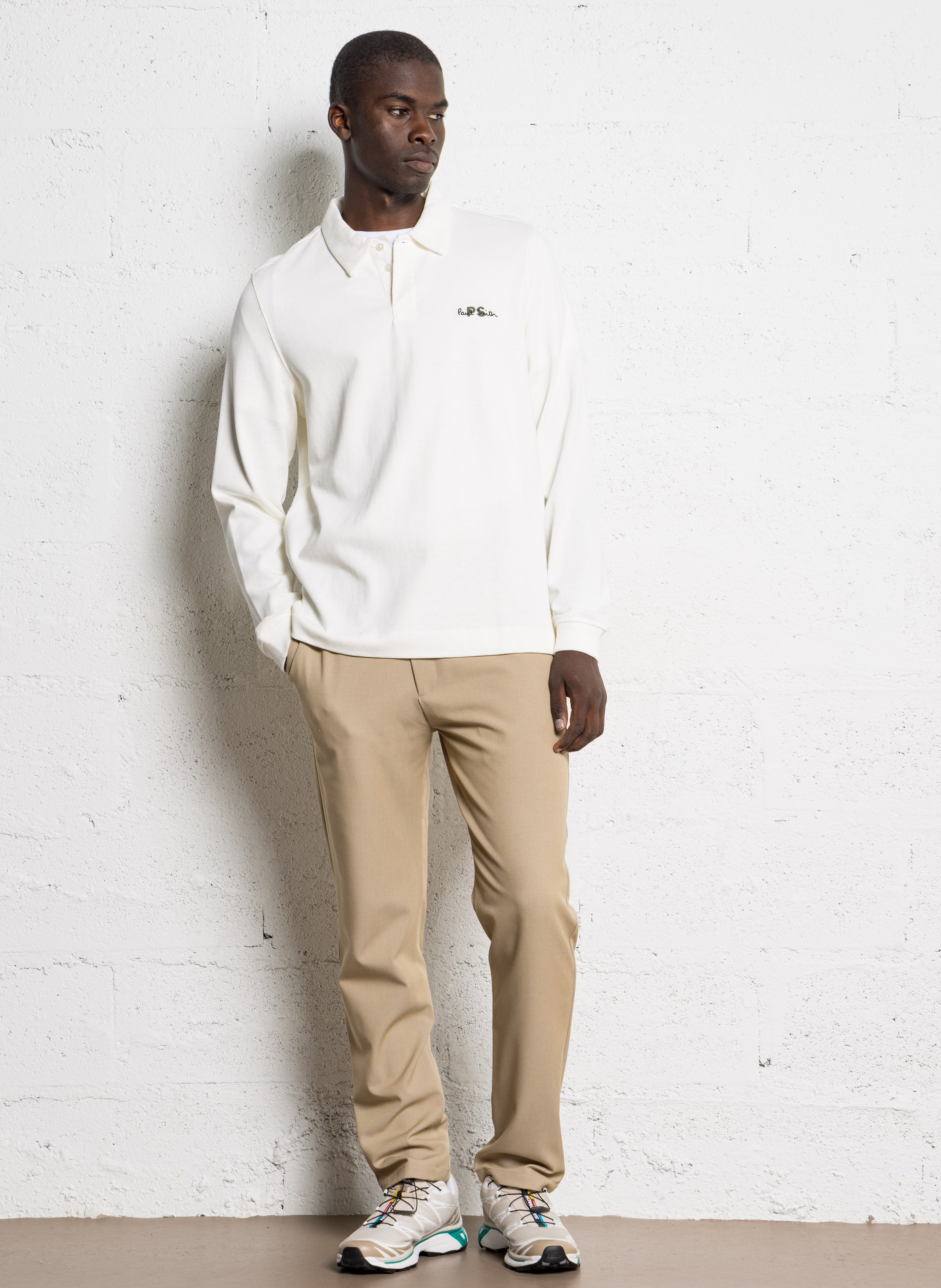 Regular long-sleeved polo with chest embroidery PAUL SMITH White