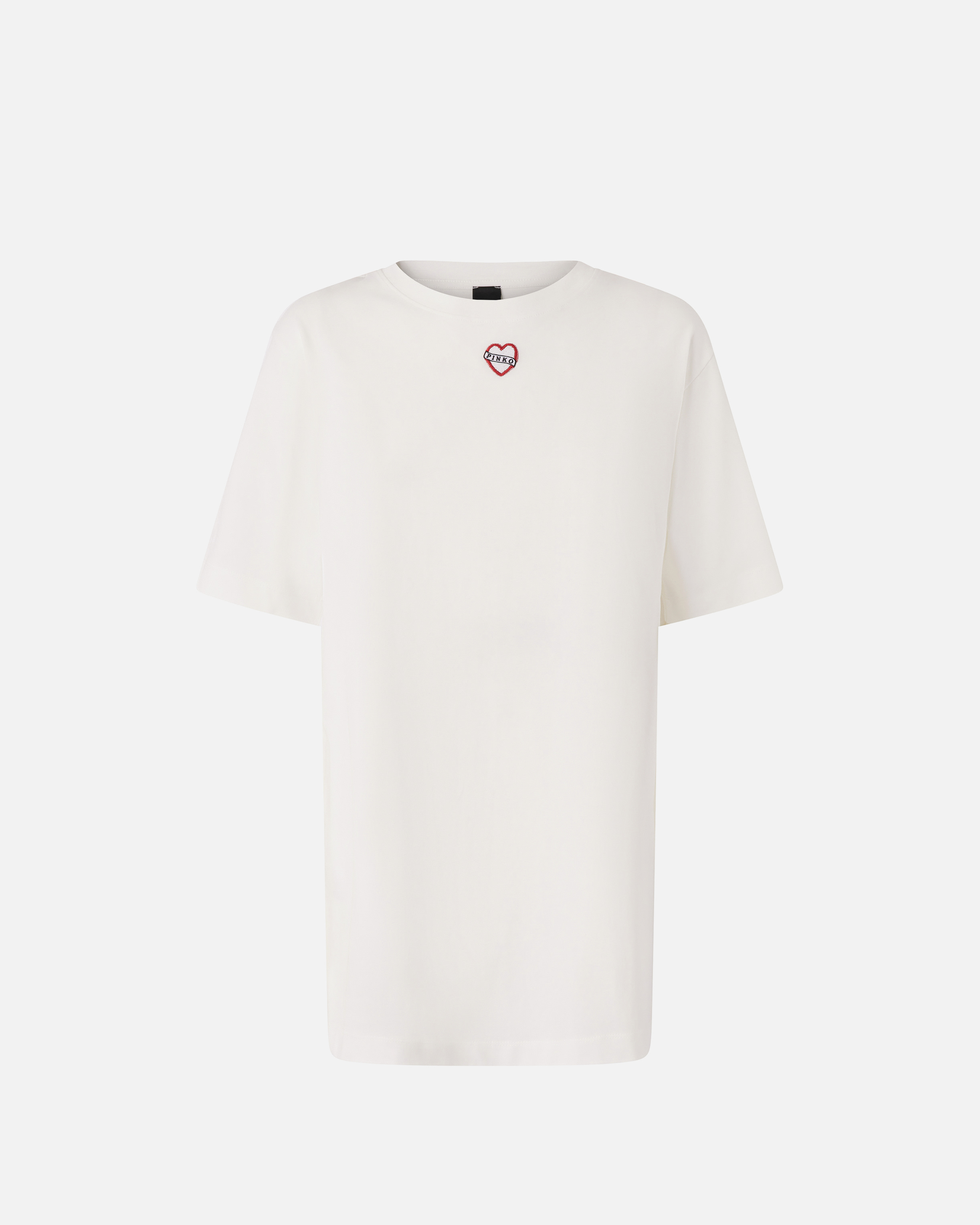 Oversized long t-shirt with print and embroidery PINKO White