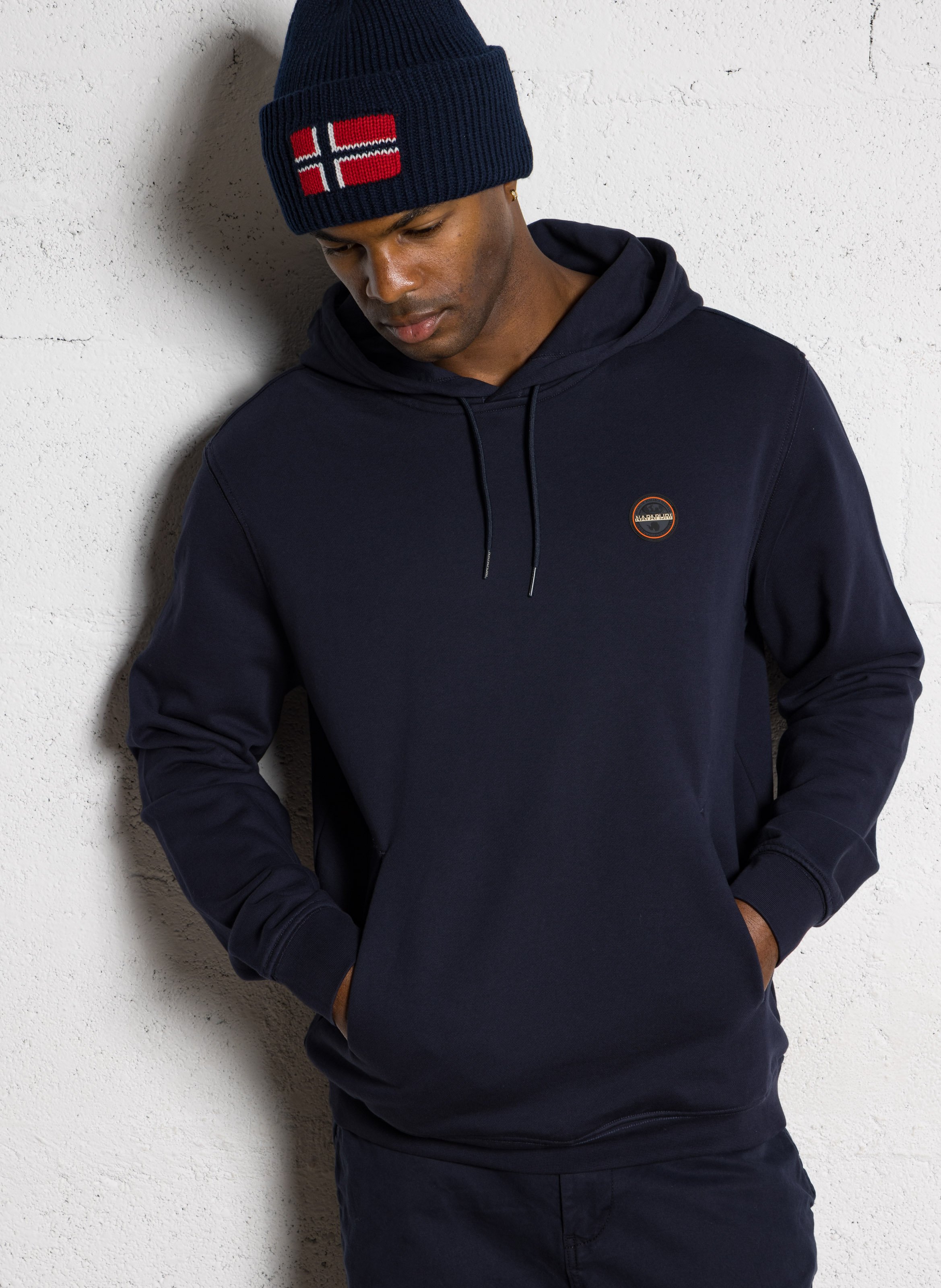 Sweat à capuche droit en coton NAPAPIJRI Bleu