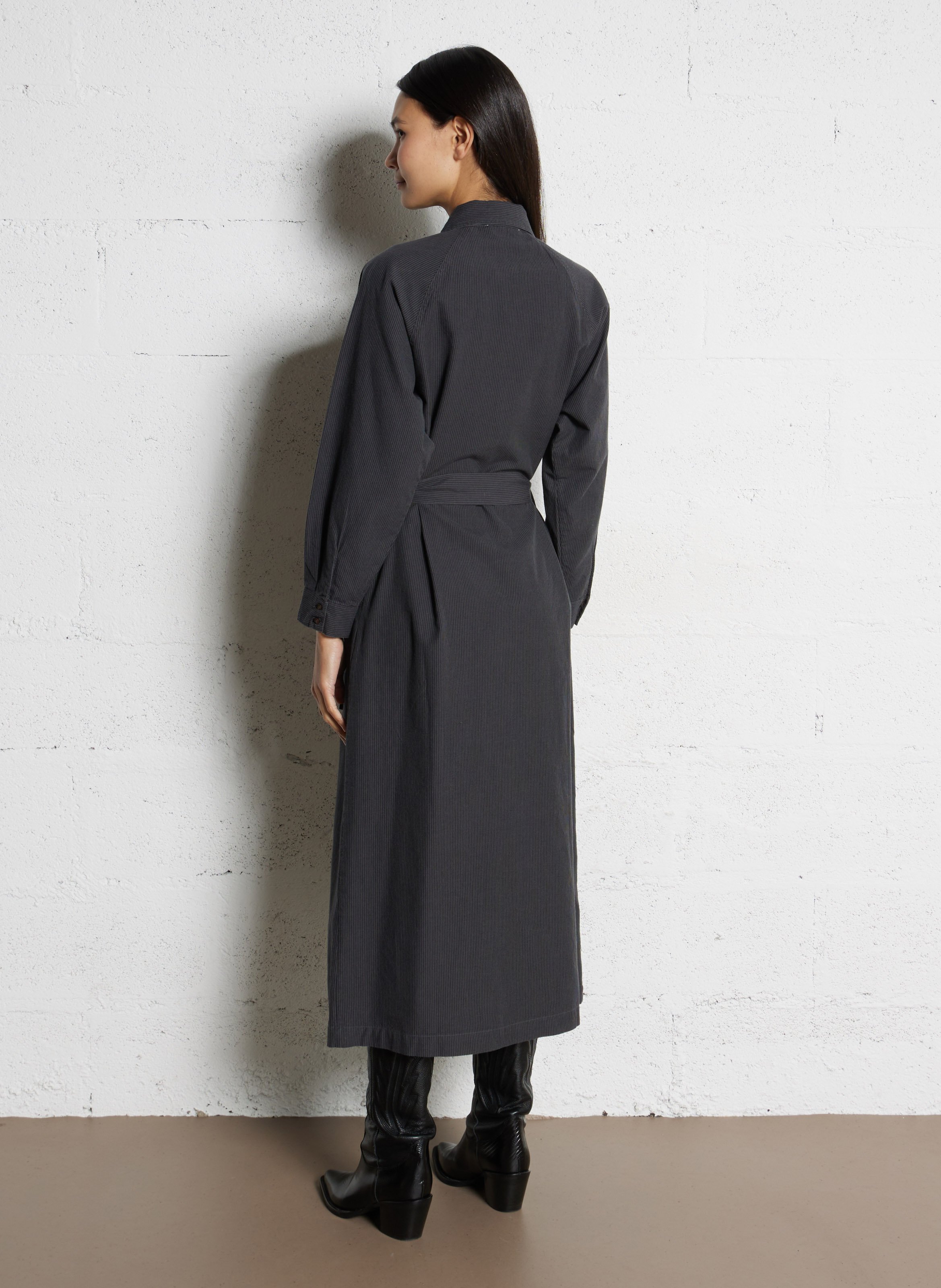 Lange rechte jurk van biologisch katoen LEON & HARPER Zwart