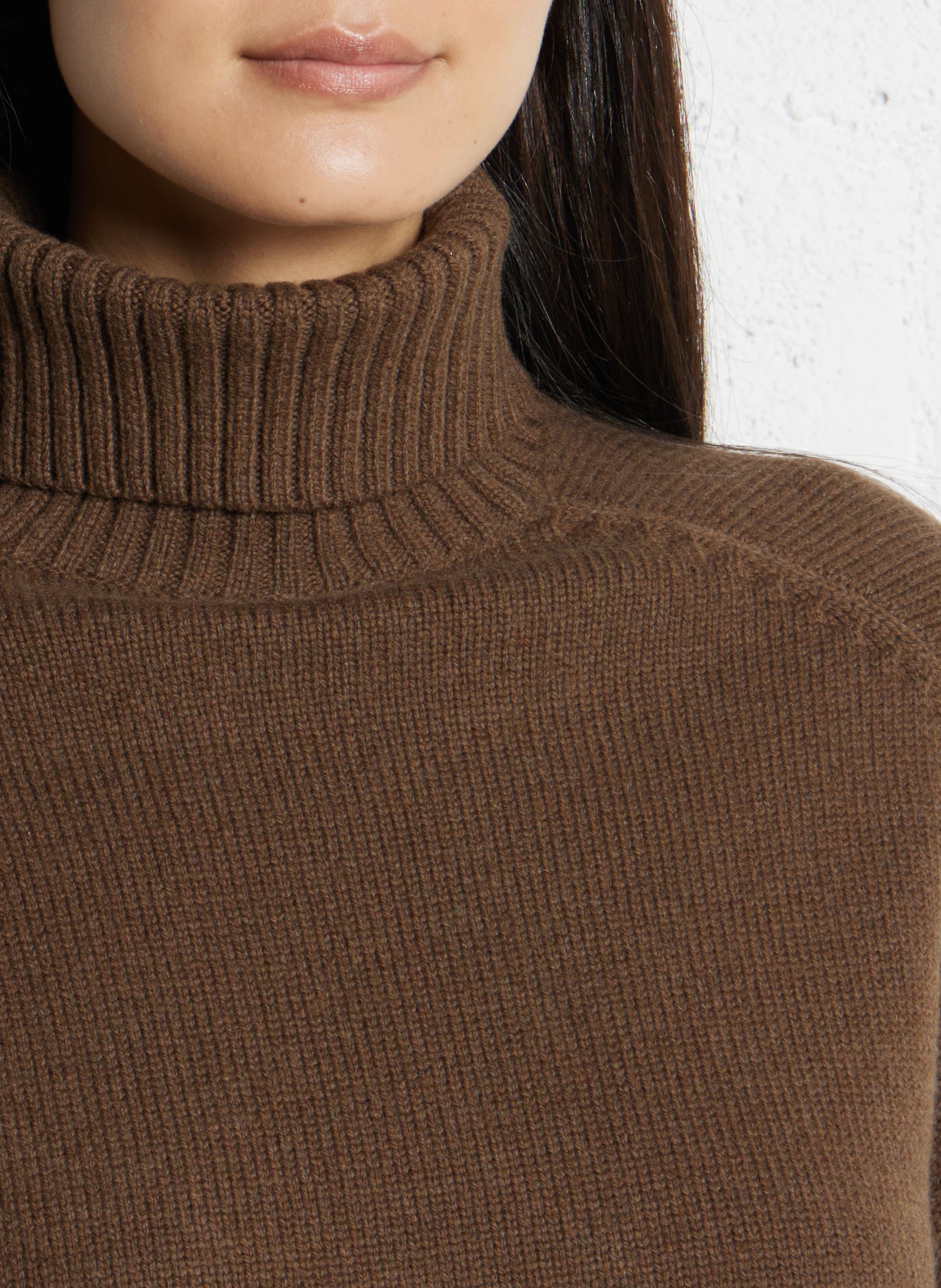 Pull col roulé en laine  SUD EXPRESS Marron