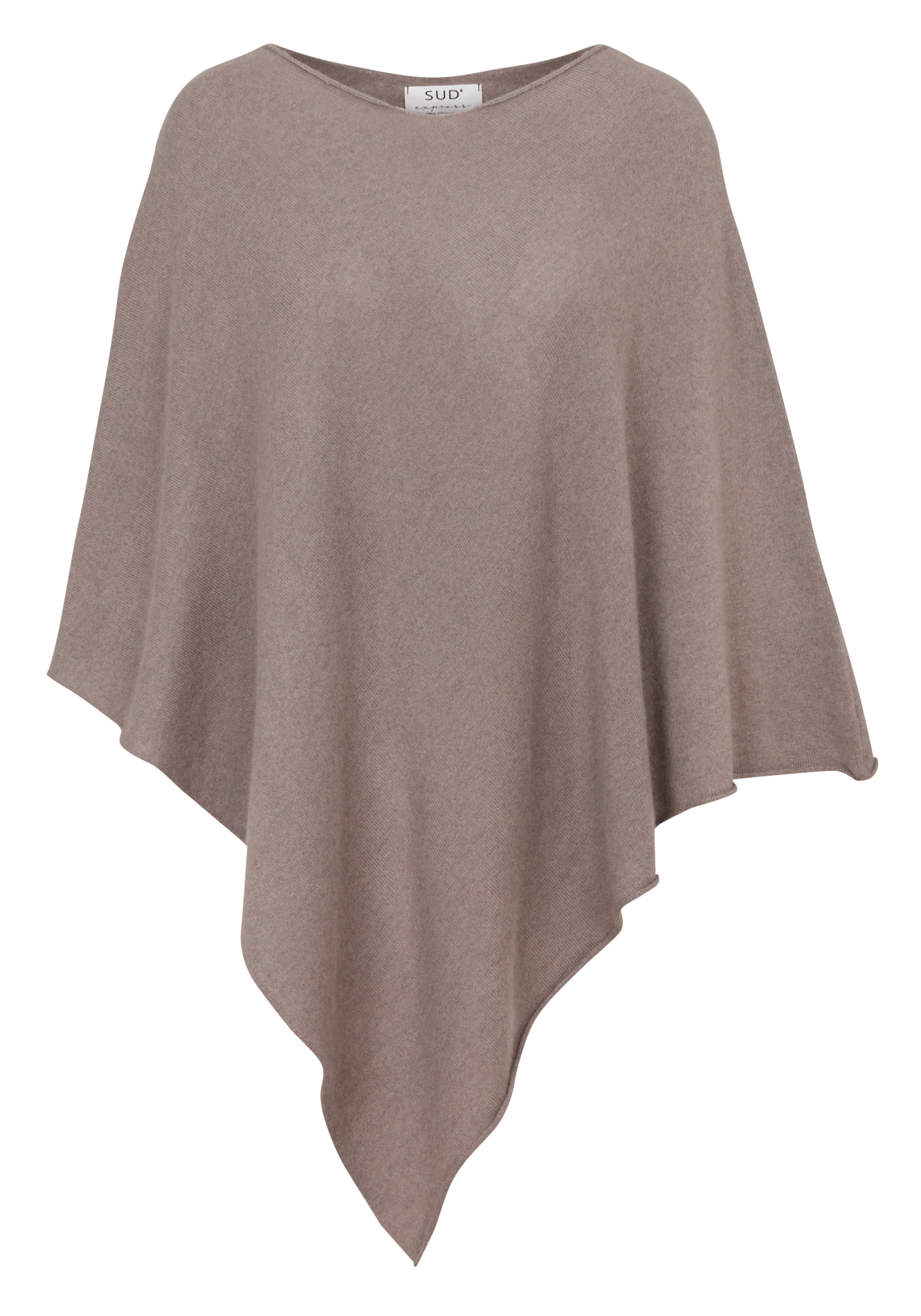 Poncho col bateau en cachemire SUD EXPRESS Marron