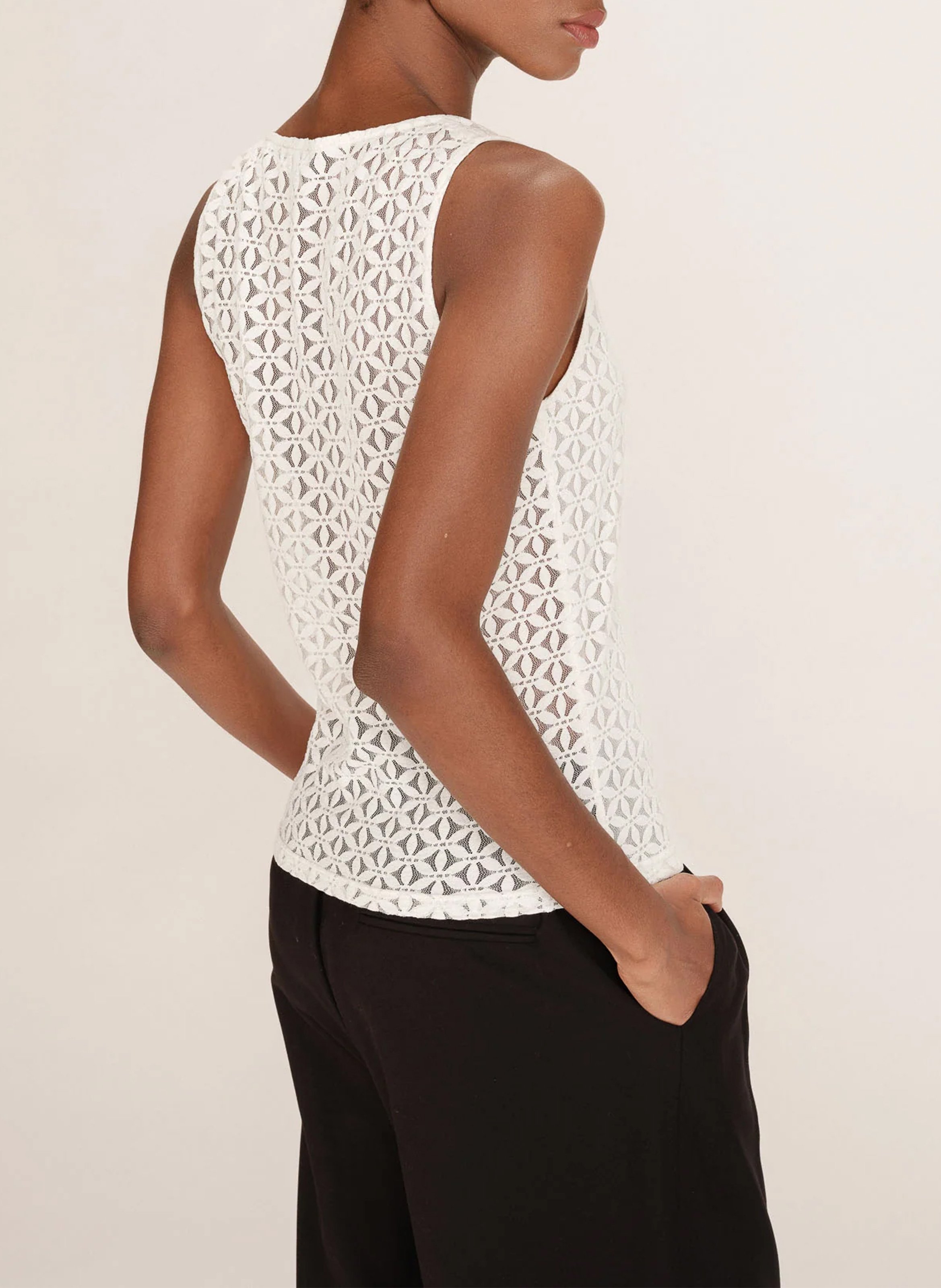 Boat-neck lace top GRACE ET MILA White