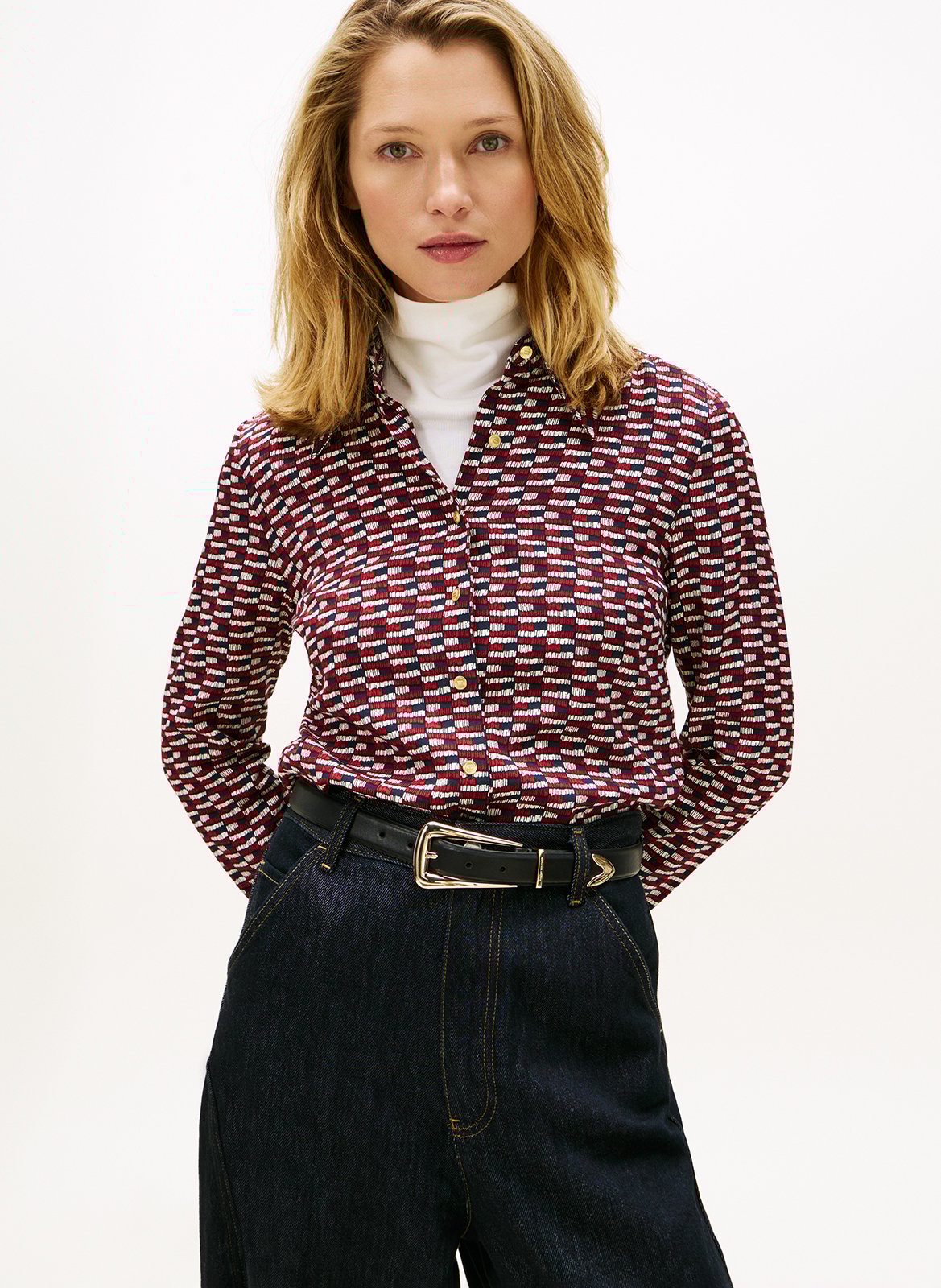 Chemise courte droite imprimée TOMMY HILFIGER Bleu