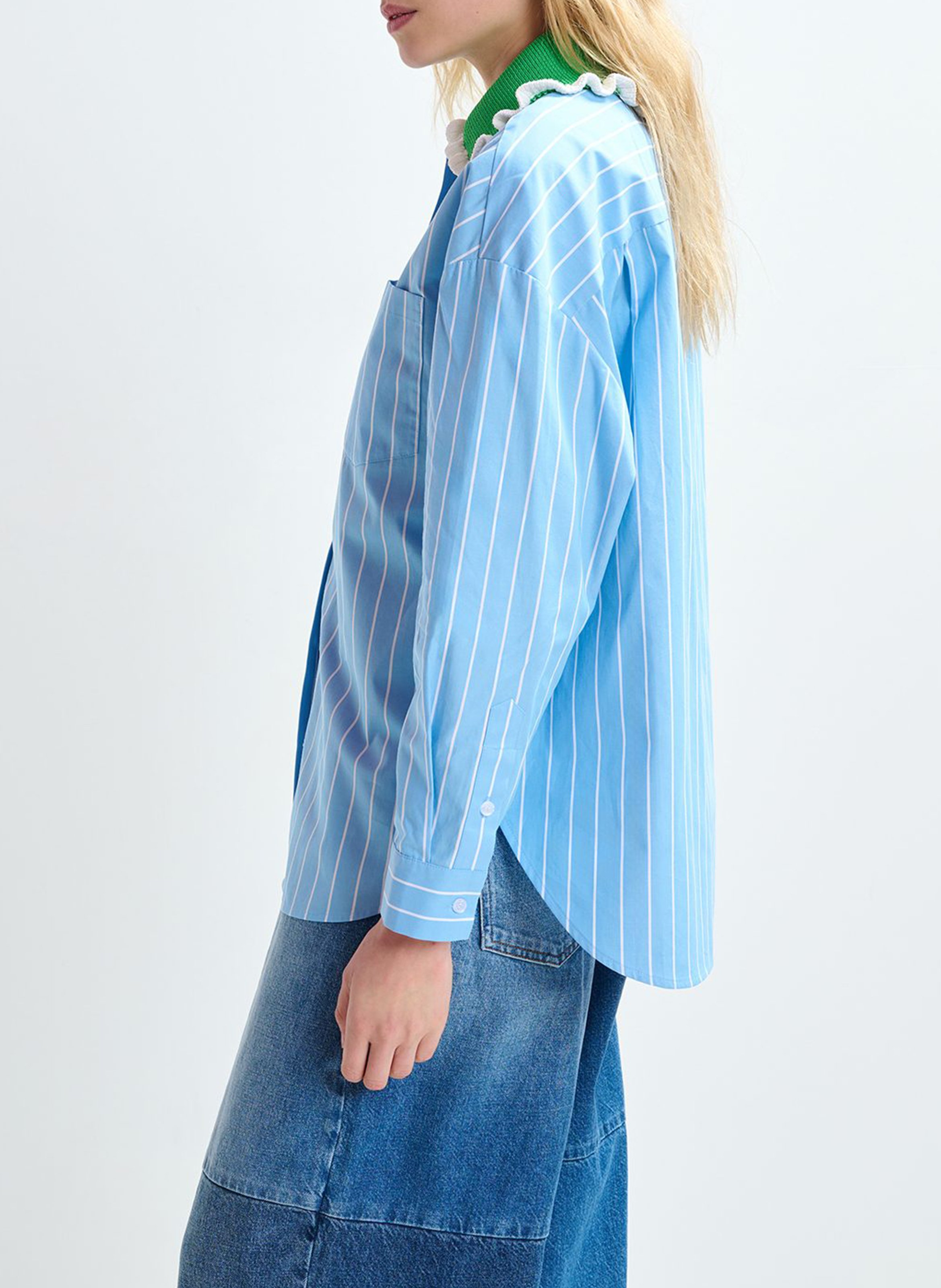 Chemise oversize col classique en coton rayé ESSENTIEL ANTWERP Bleu