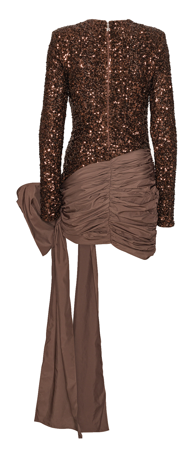 Short dress with bow and sequins ROTATE Brown