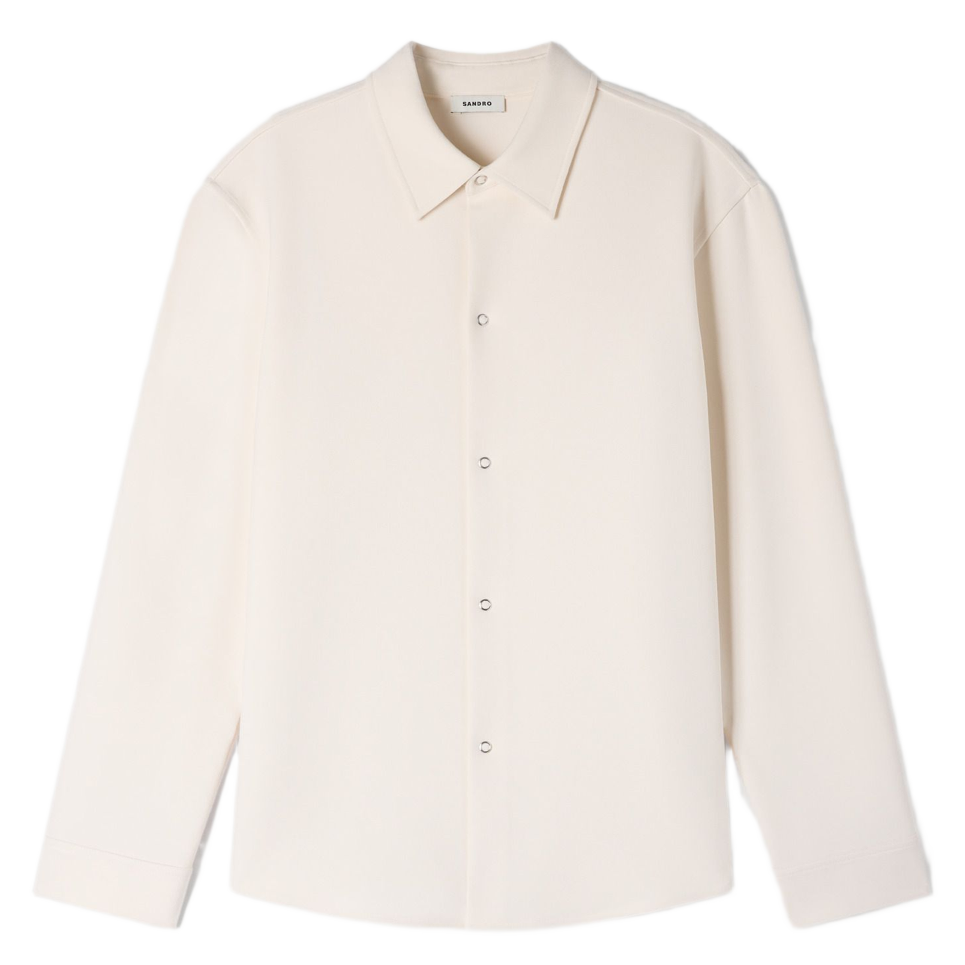 Straight-cut cotton shirt with classic collar  Ecru
