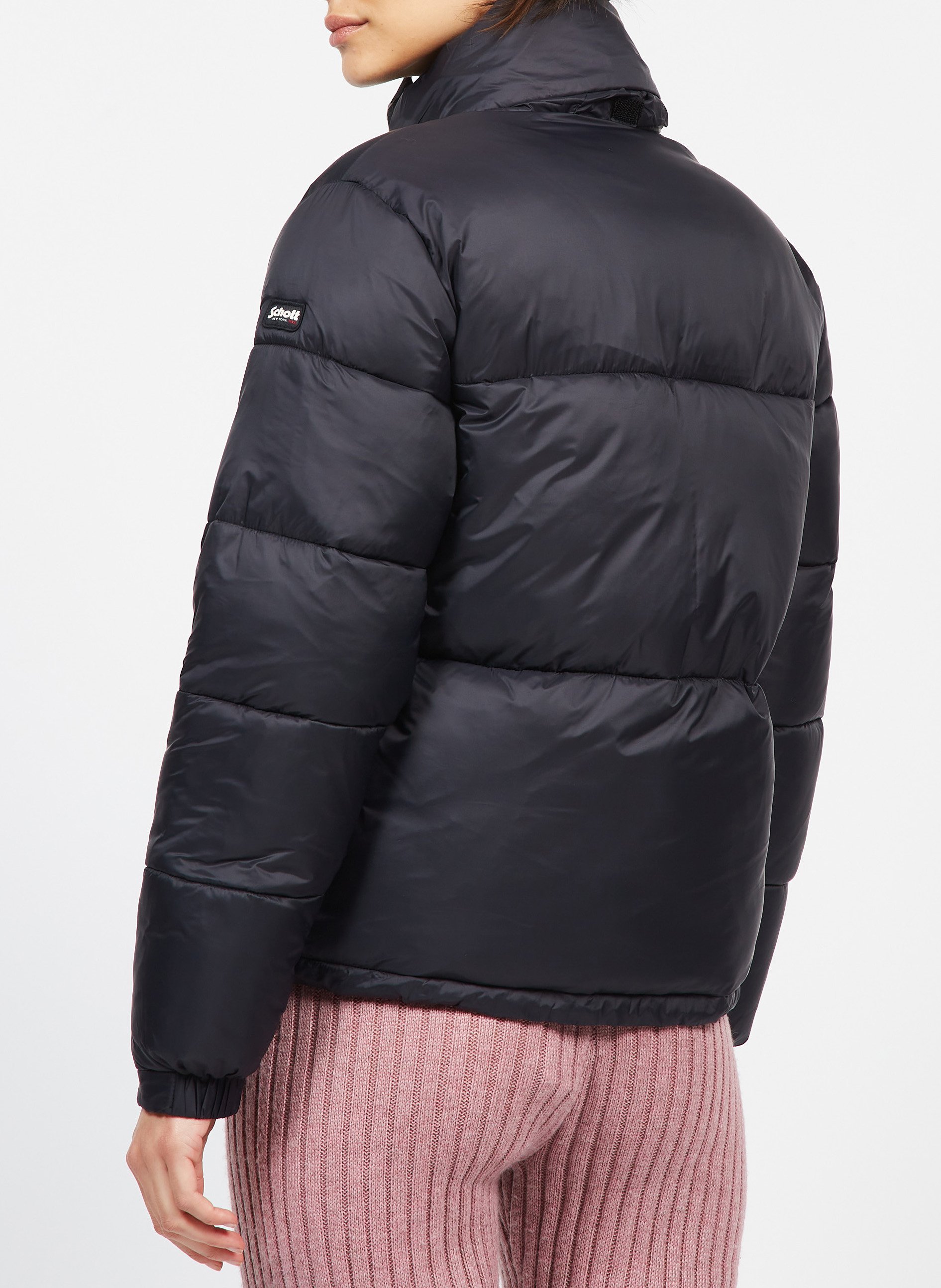 Doudoune droite col montant SCHOTT Noir