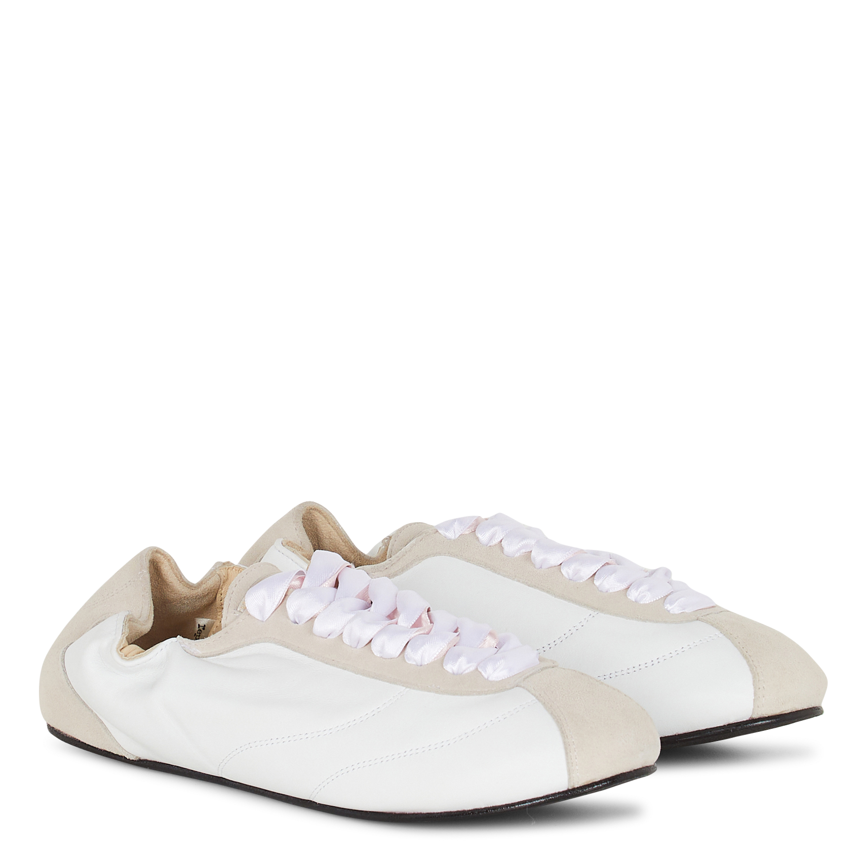 Ruched satin lace-up ballerina flats REPETTO White