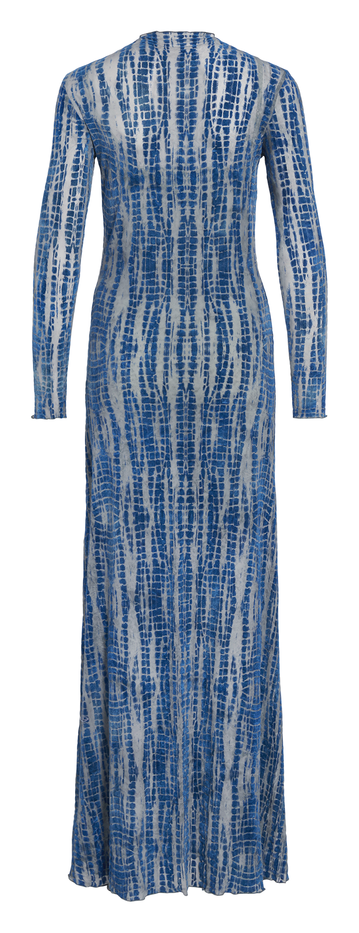 Lange jurk met hoge kraag en print ROUGE EDIT Blauw