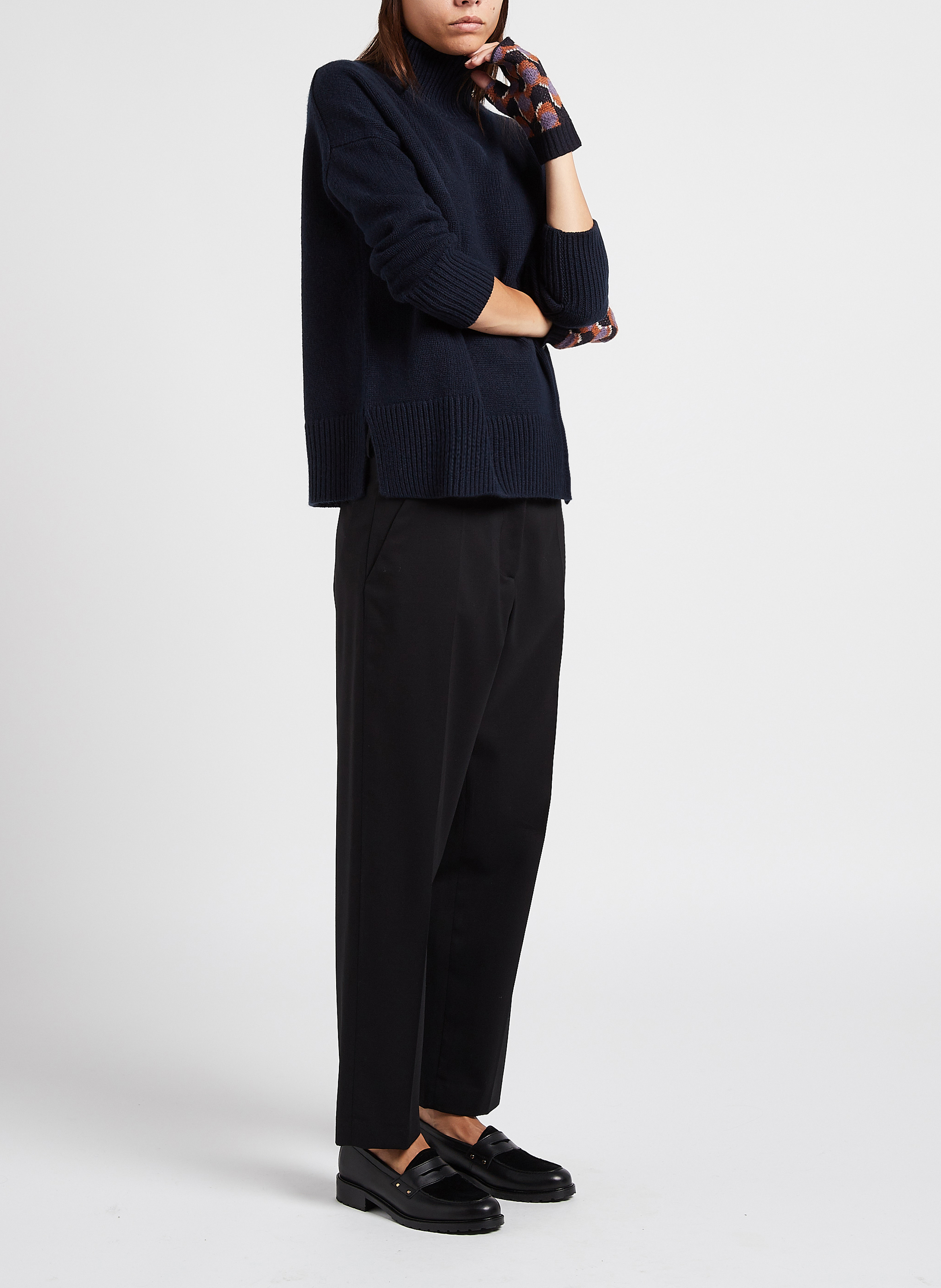 Loose-fit high-neck cashmere sweater KUJTEN Blue