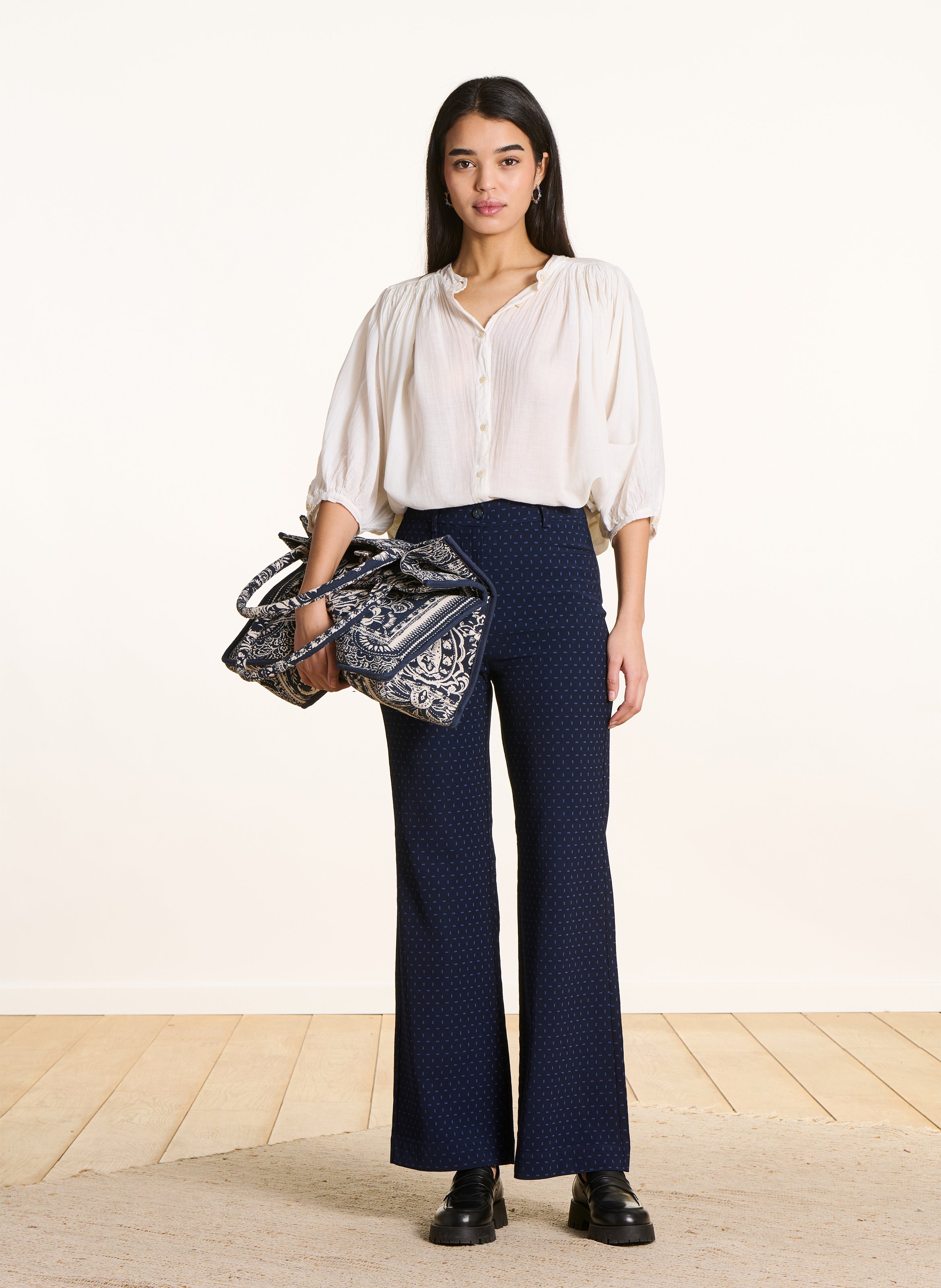 Pantalon flare en jacquard imprimé LA FEE MARABOUTEE Multicolore