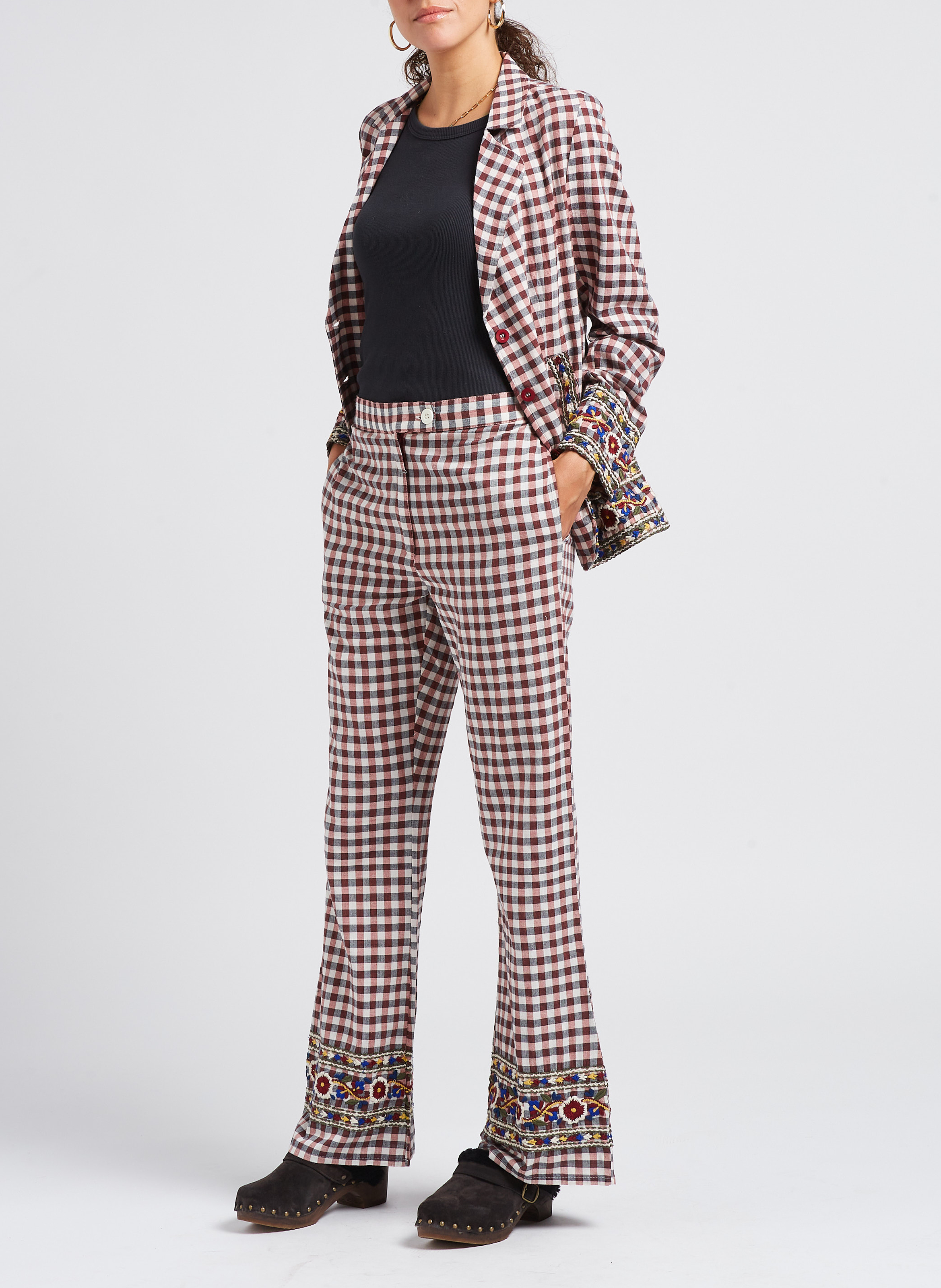 Karierter Baumwollblazer V DE VINSTER Braun