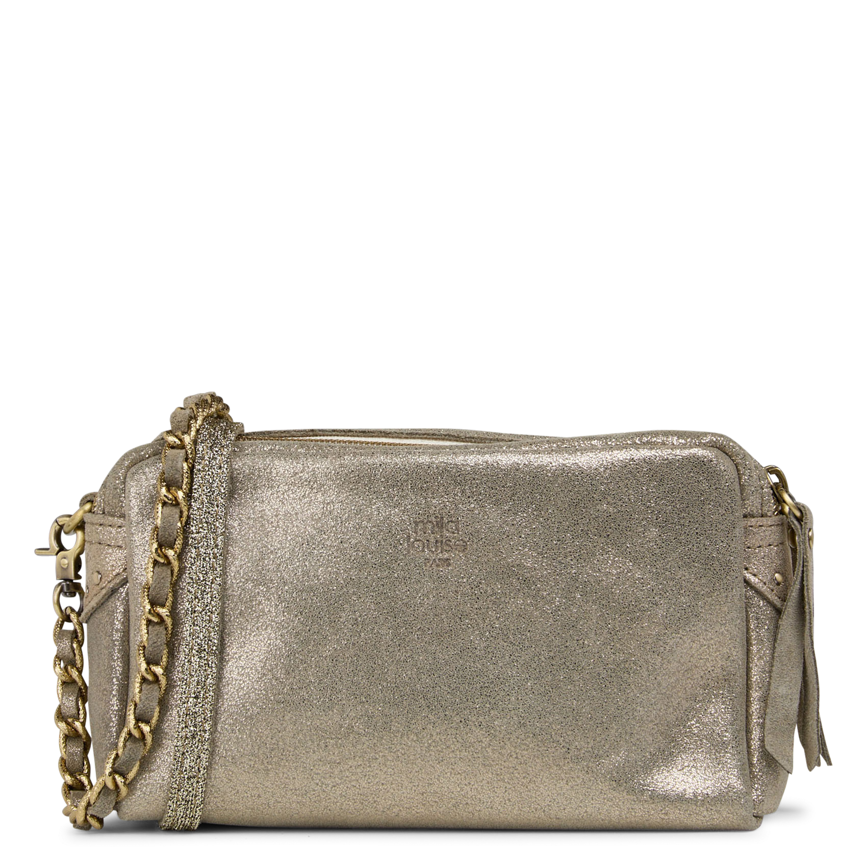 Glanzende, leren crossbodytas MILA LOUISE Groen