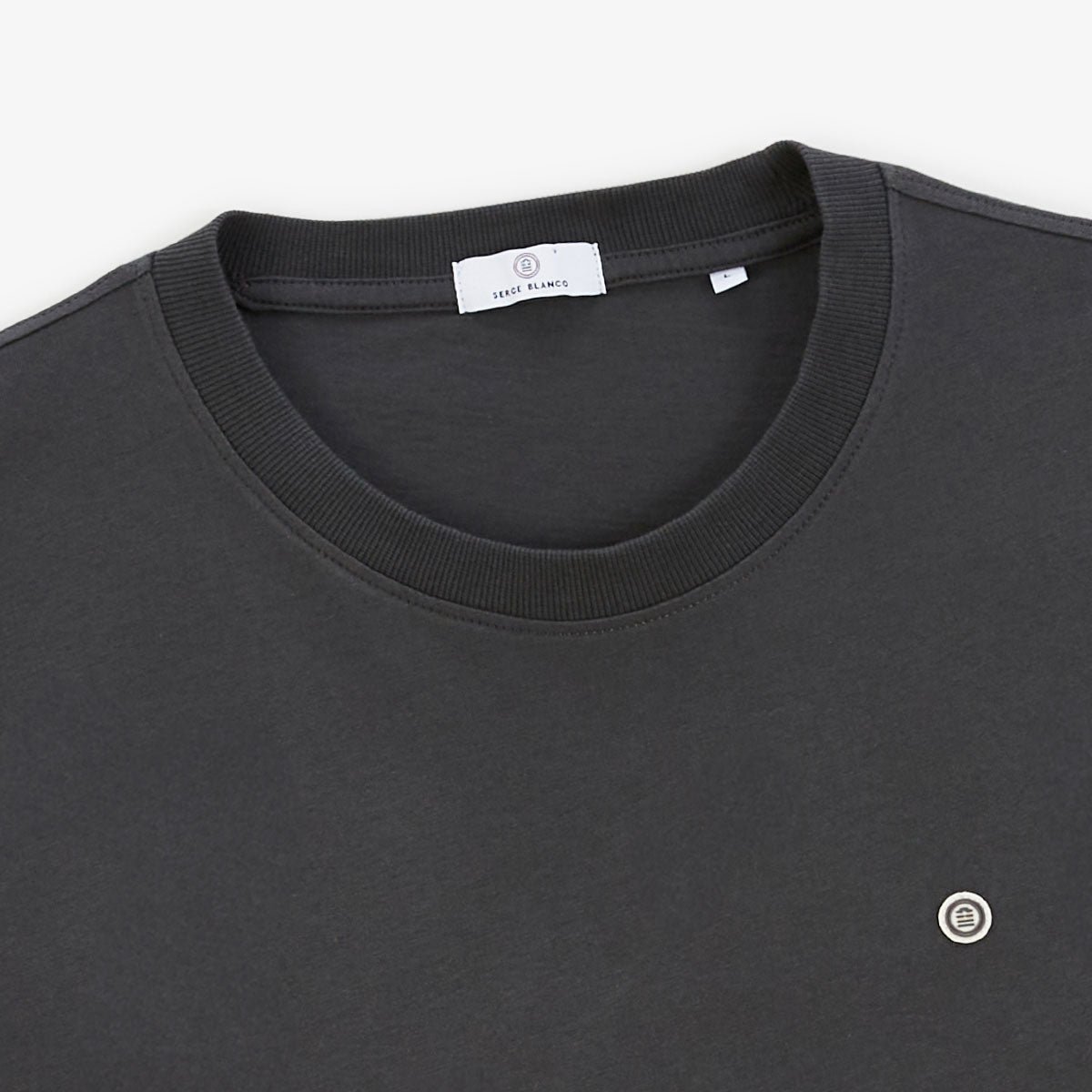 Round neck printed cotton t-shirt with Blanco Biarritz back SERGE BLANCO Grey