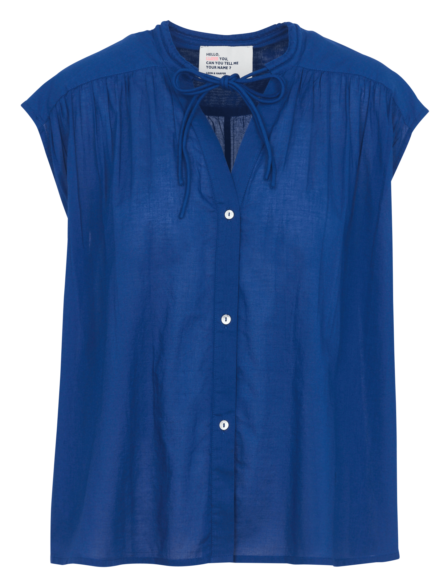 Sleeveless loose-fitting plain blouse LEON & HARPER Blue