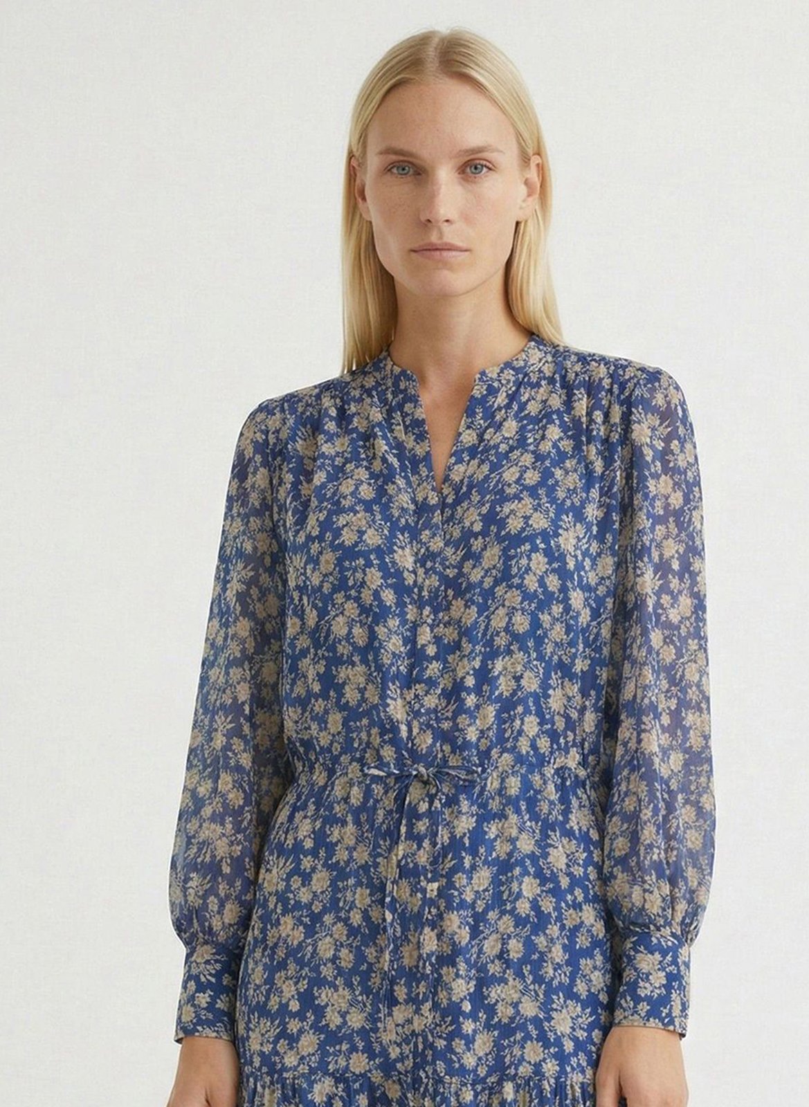 Robe longue col V imprimée GERARD DAREL Bleu