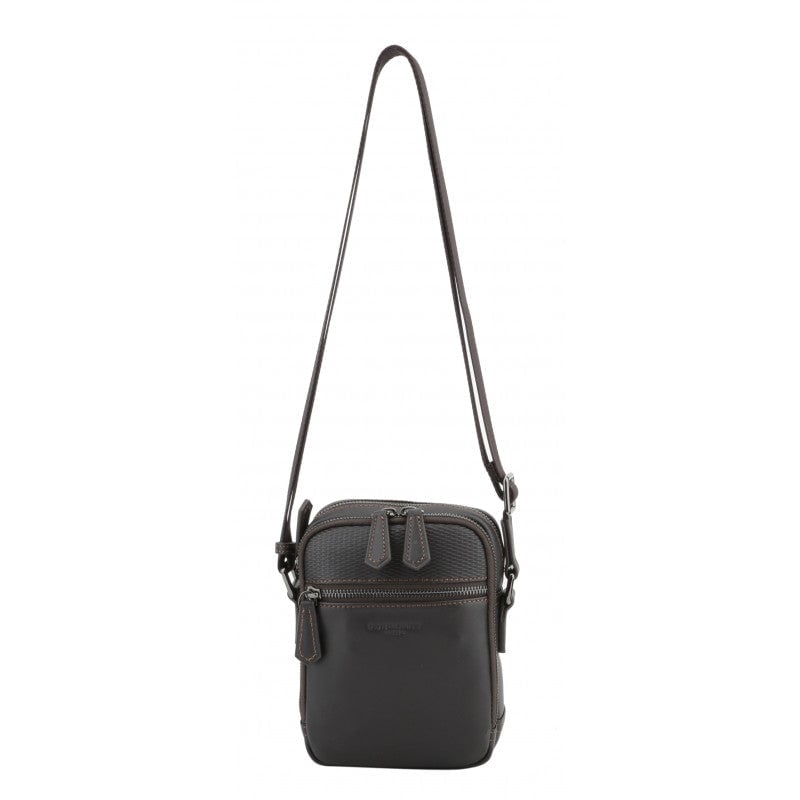 Crossbody bag in cowhide leather POURCHET Brown