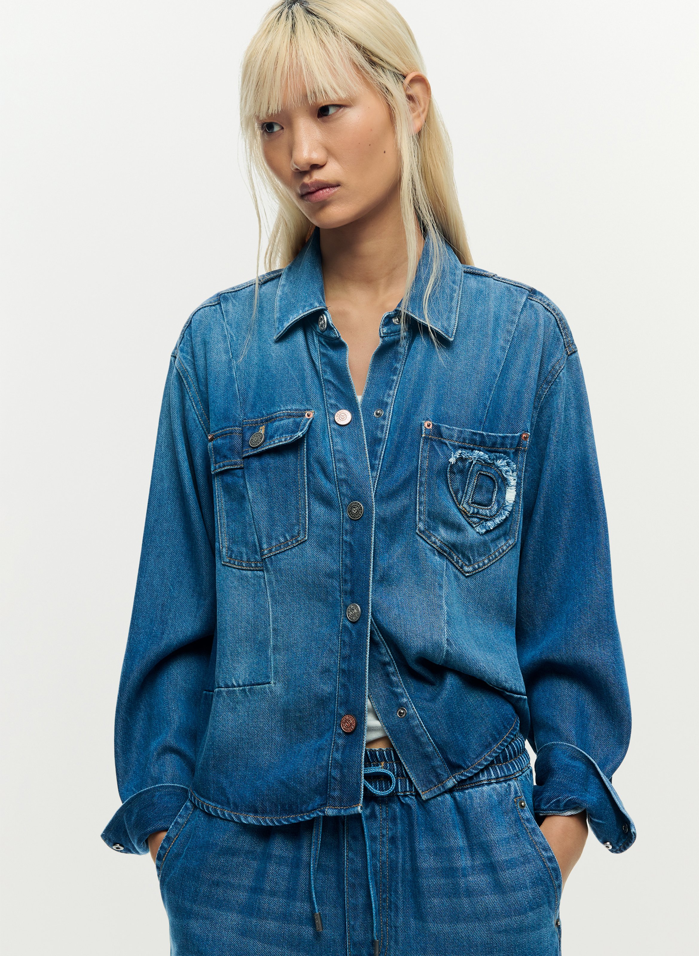 Chemise droite boutonnée en denim DESIGUAL Bleu